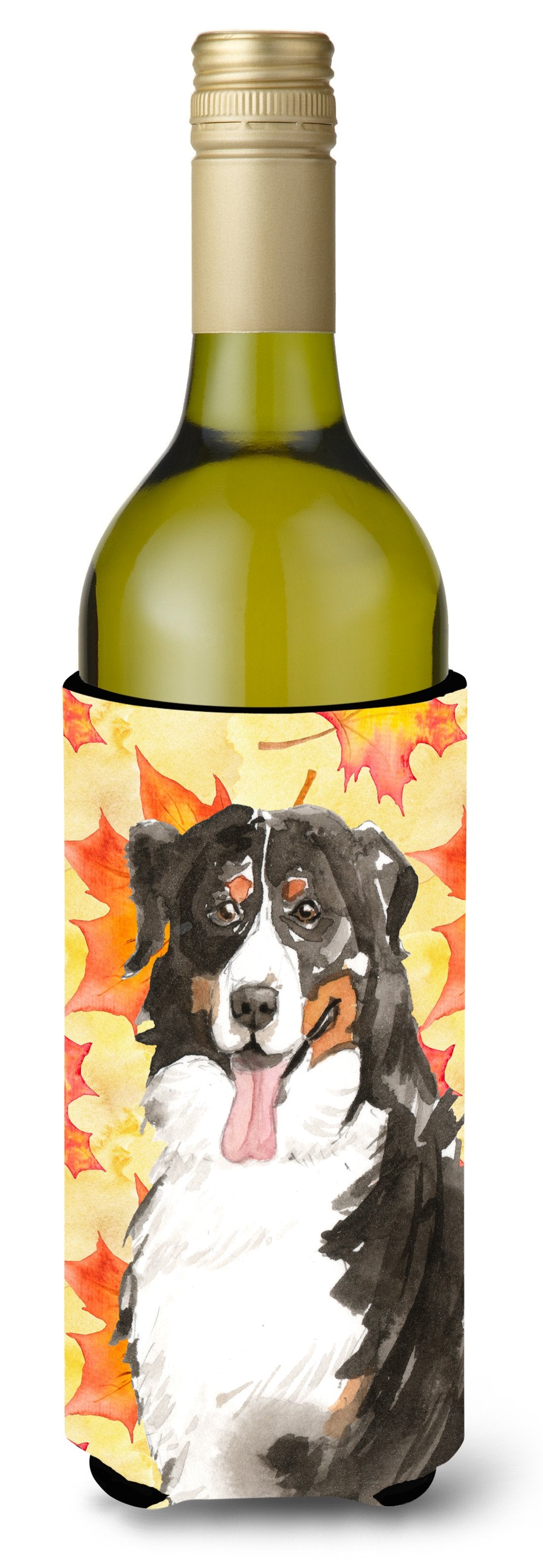 Fall Leaves Bernese Mountain Dog Wine Bottle Beverge Insulator Hugger CK1852LITERK by Caroline&#39;s Treasures