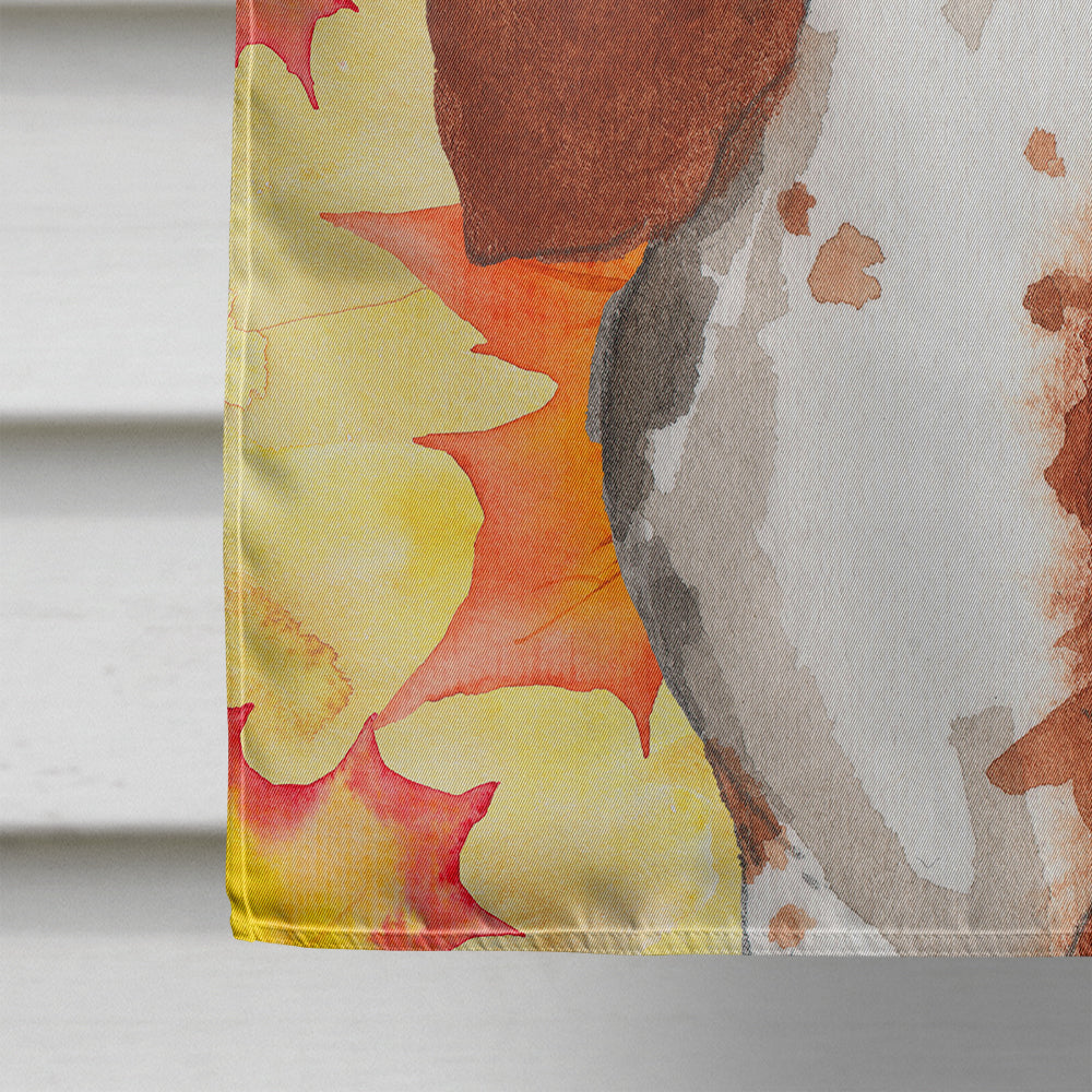 Fall Leaves Basset Hound Flag Canvas House Size CK1853CHF  the-store.com.