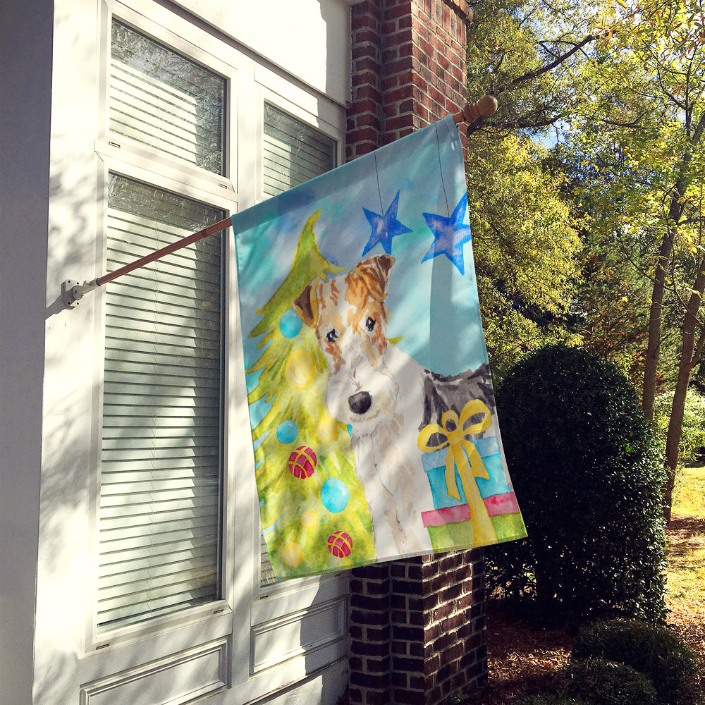 Christmas Tree Fox Terrier Flag Canvas House Size CK1855CHF  the-store.com.
