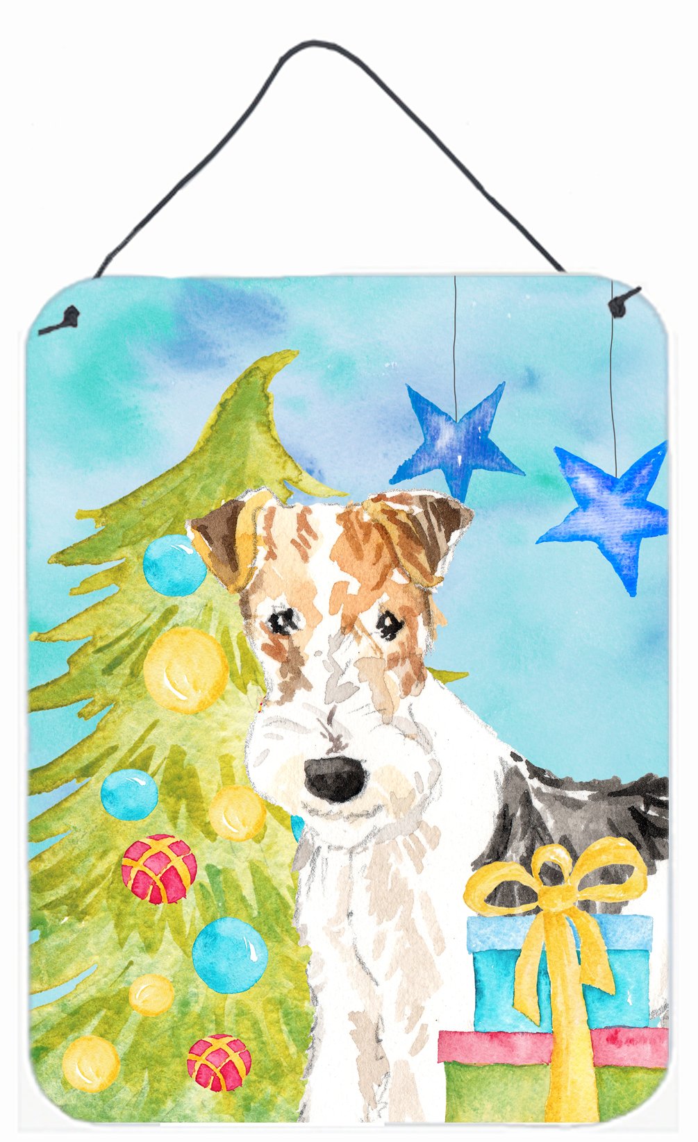 Christmas Tree Fox Terrier Wall or Door Hanging Prints CK1855DS1216 by Caroline&#39;s Treasures