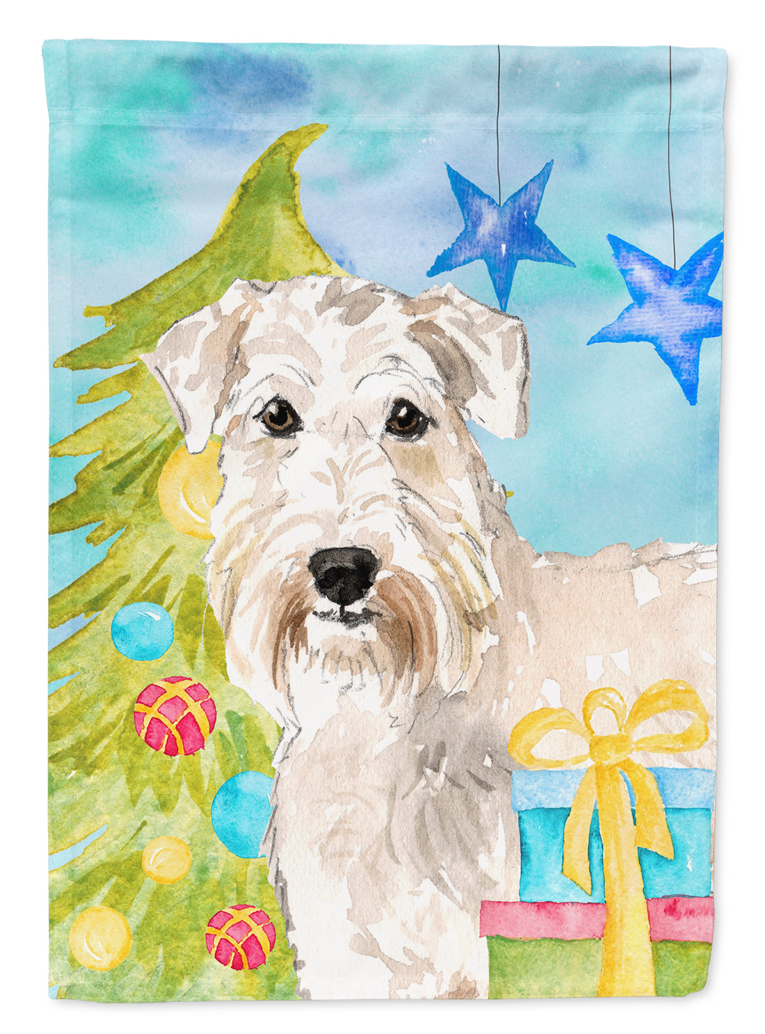 Christmas Tree Wheaten Terrier Flag Canvas House Size CK1857CHF  the-store.com.