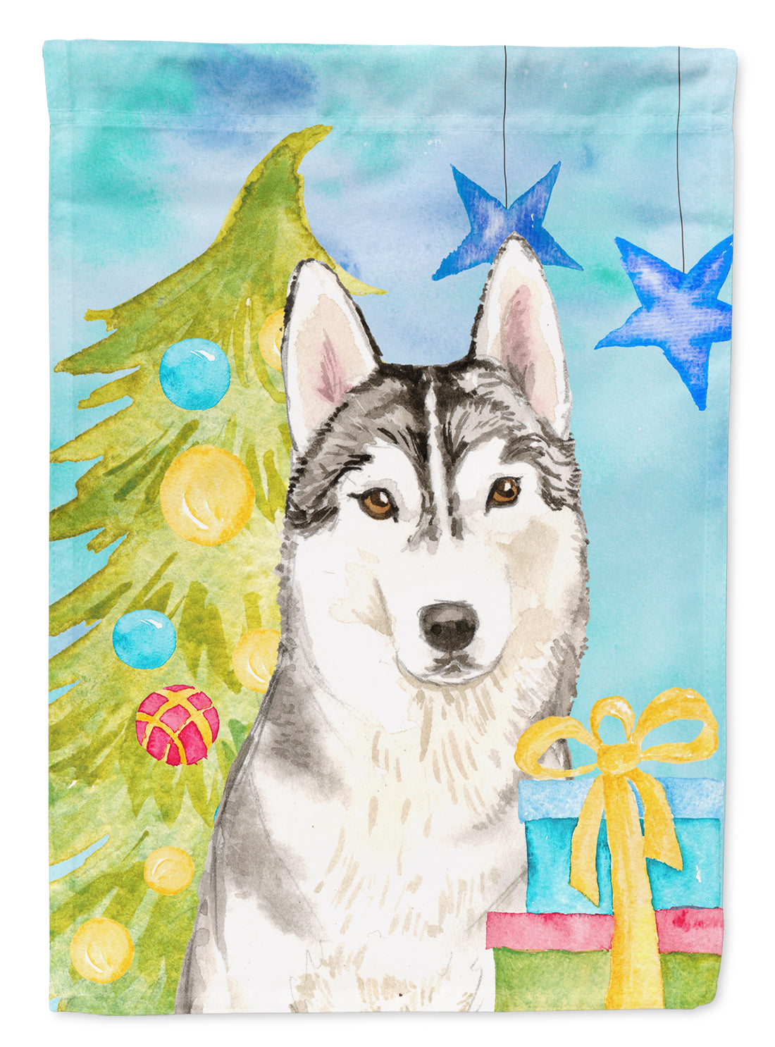 Christmas Tree Siberian Husky Flag Canvas House Size CK1861CHF