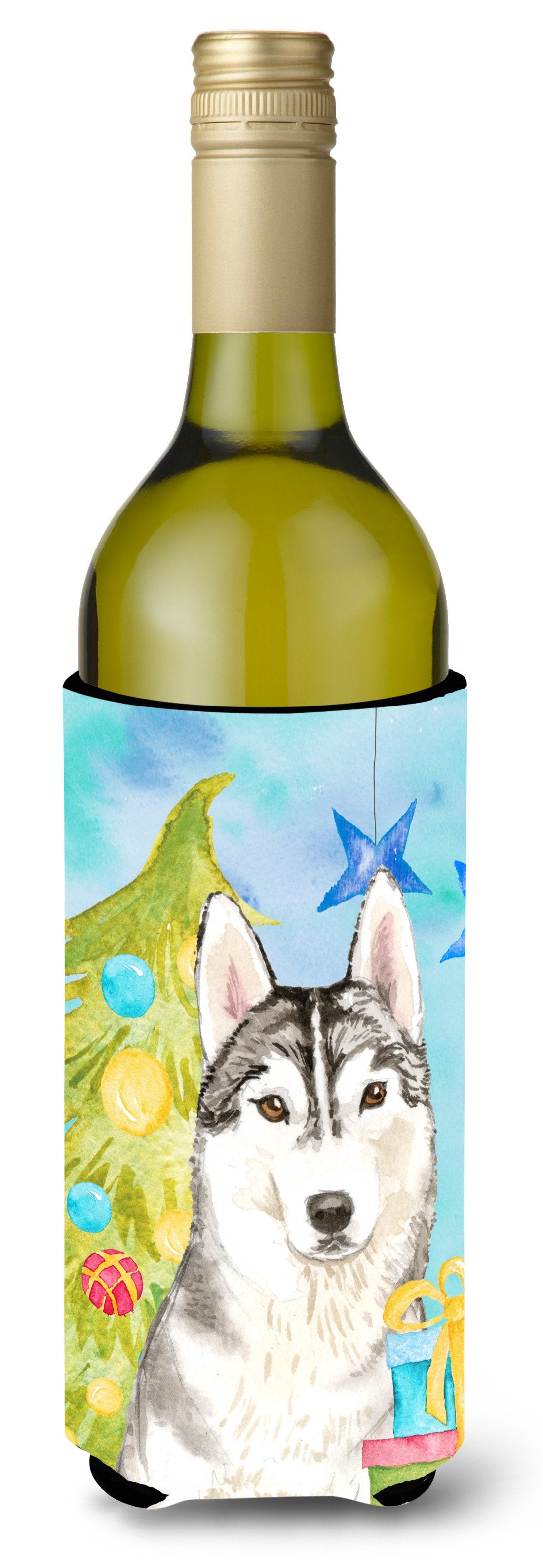 Christmas Tree Siberian Husky Wine Bottle Beverge Insulator Hugger CK1861LITERK by Caroline&#39;s Treasures