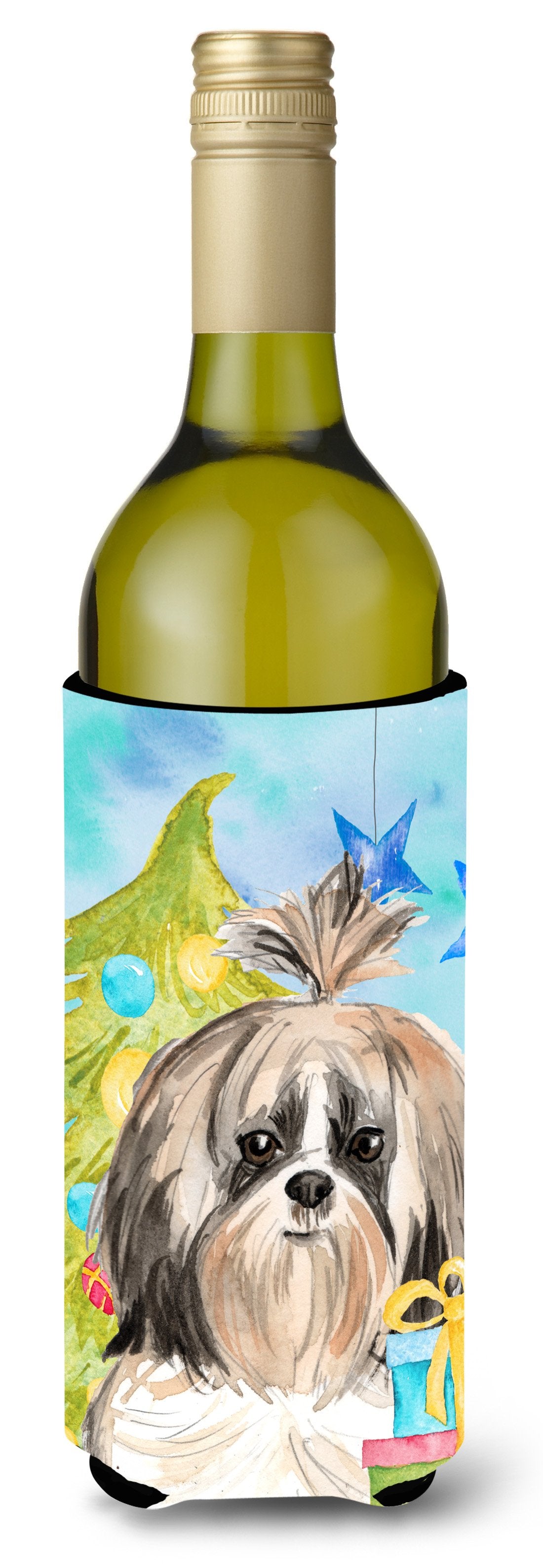 Christmas Tree Shih Tzu Wine Bottle Beverge Insulator Hugger CK1863LITERK by Caroline&#39;s Treasures