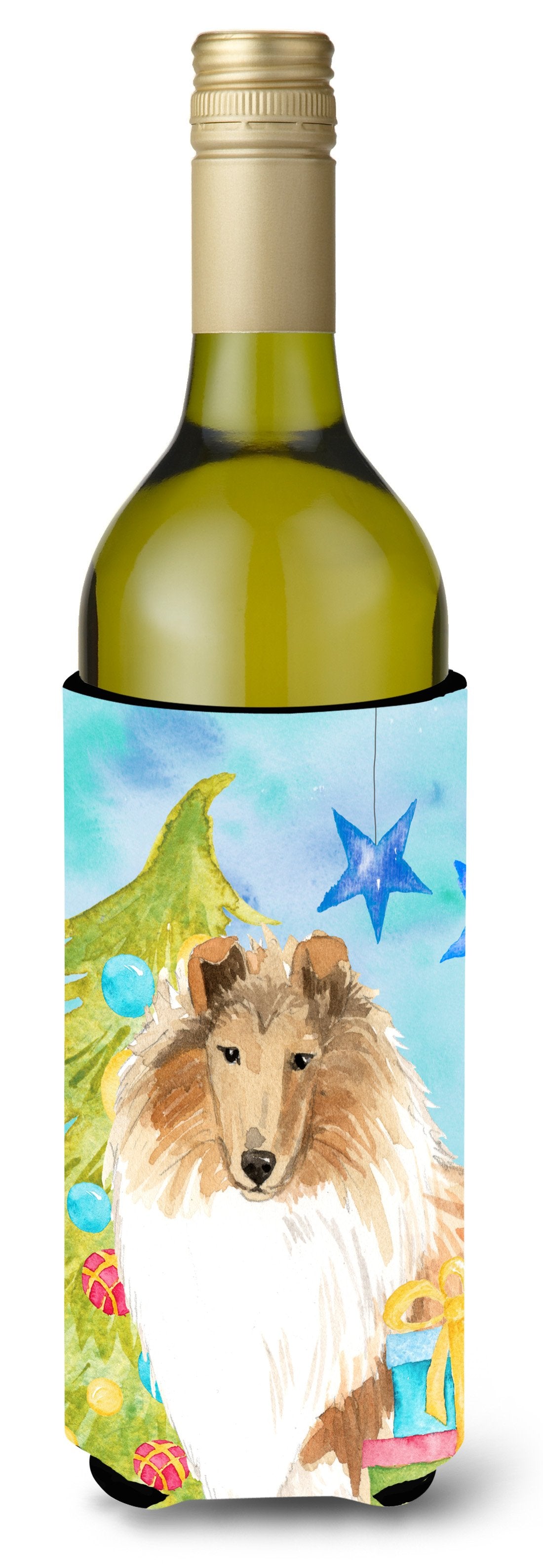 Christmas Tree Rough Collie Wine Bottle Beverage Insulator Hugger CK1867LITERK by Caroline&#39;s Treasures