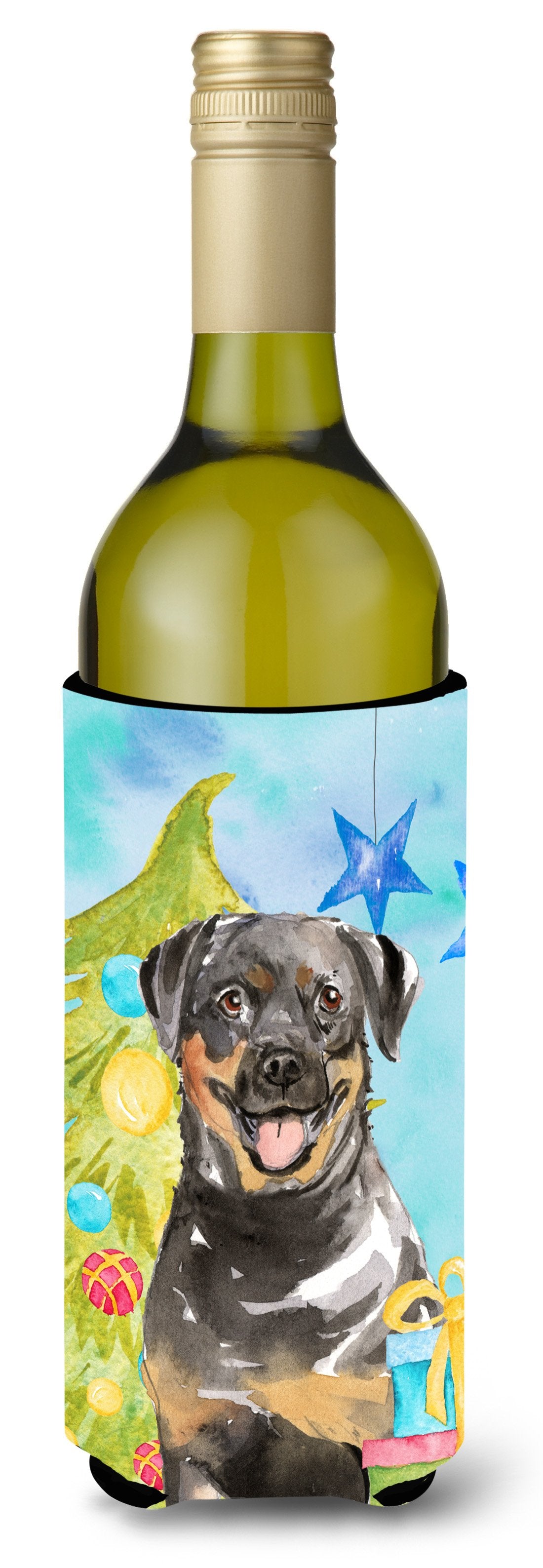Christmas Tree Rottweiler Wine Bottle Beverge Insulator Hugger CK1868LITERK by Caroline&#39;s Treasures