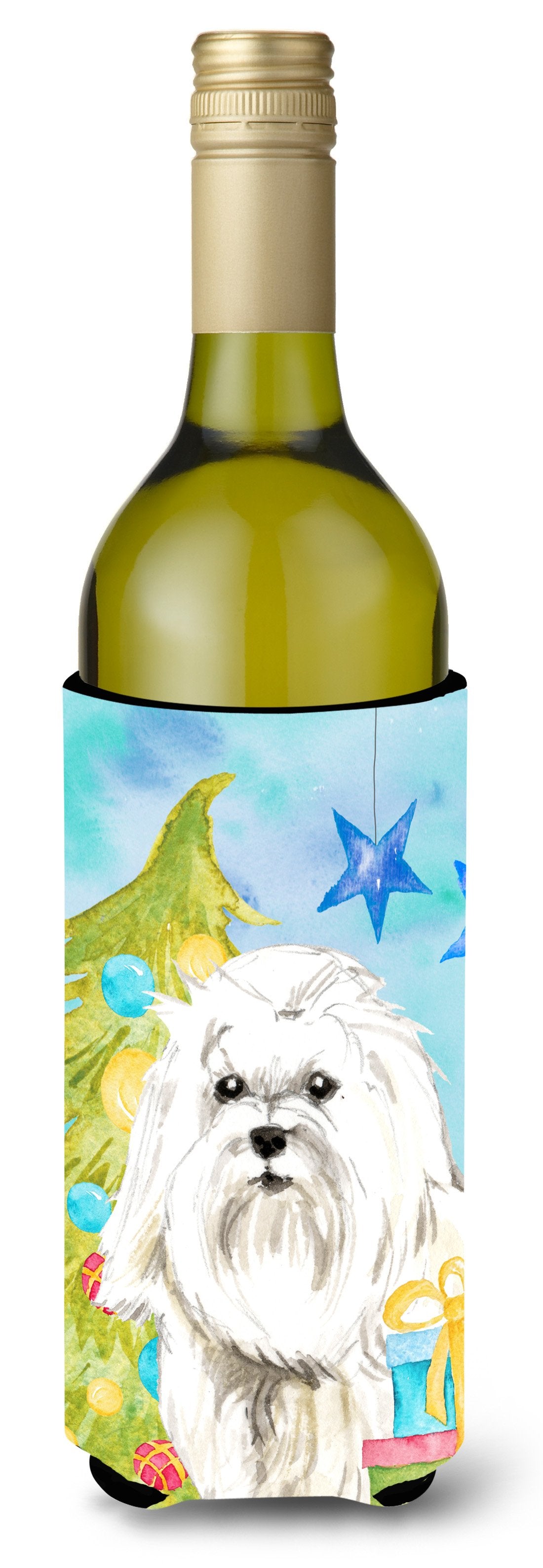 Christmas Tree Maltese Wine Bottle Beverge Insulator Hugger CK1871LITERK by Caroline&#39;s Treasures