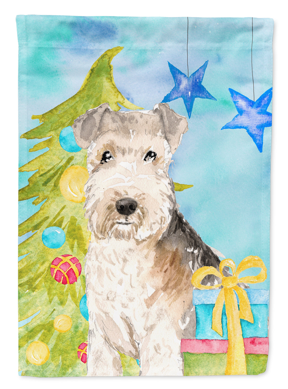 Christmas Tree Lakeland Terrier Flag Canvas House Size CK1873CHF  the-store.com.