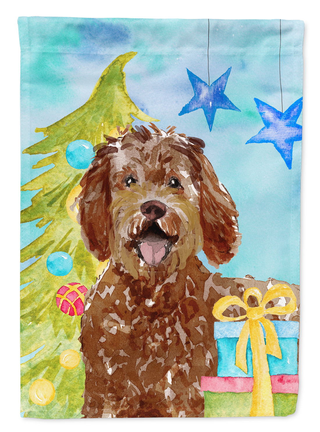 Christmas Tree Labradoodle Flag Canvas House Size CK1874CHF