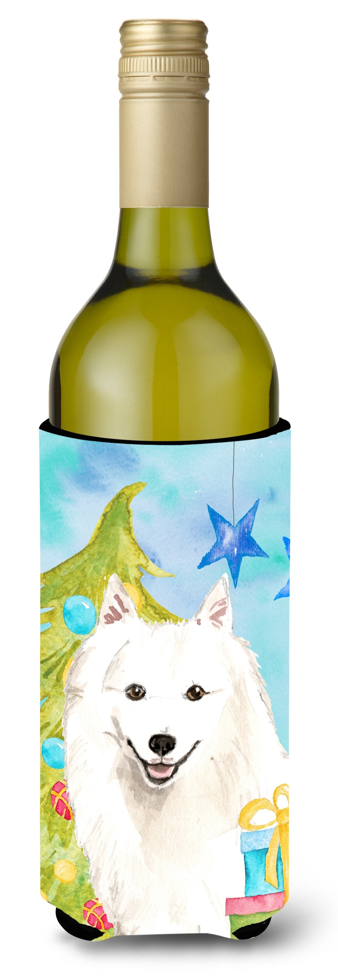 Christmas Tree Japanese Spitz Wine Bottle Beverge Insulator Hugger CK1875LITERK by Caroline&#39;s Treasures