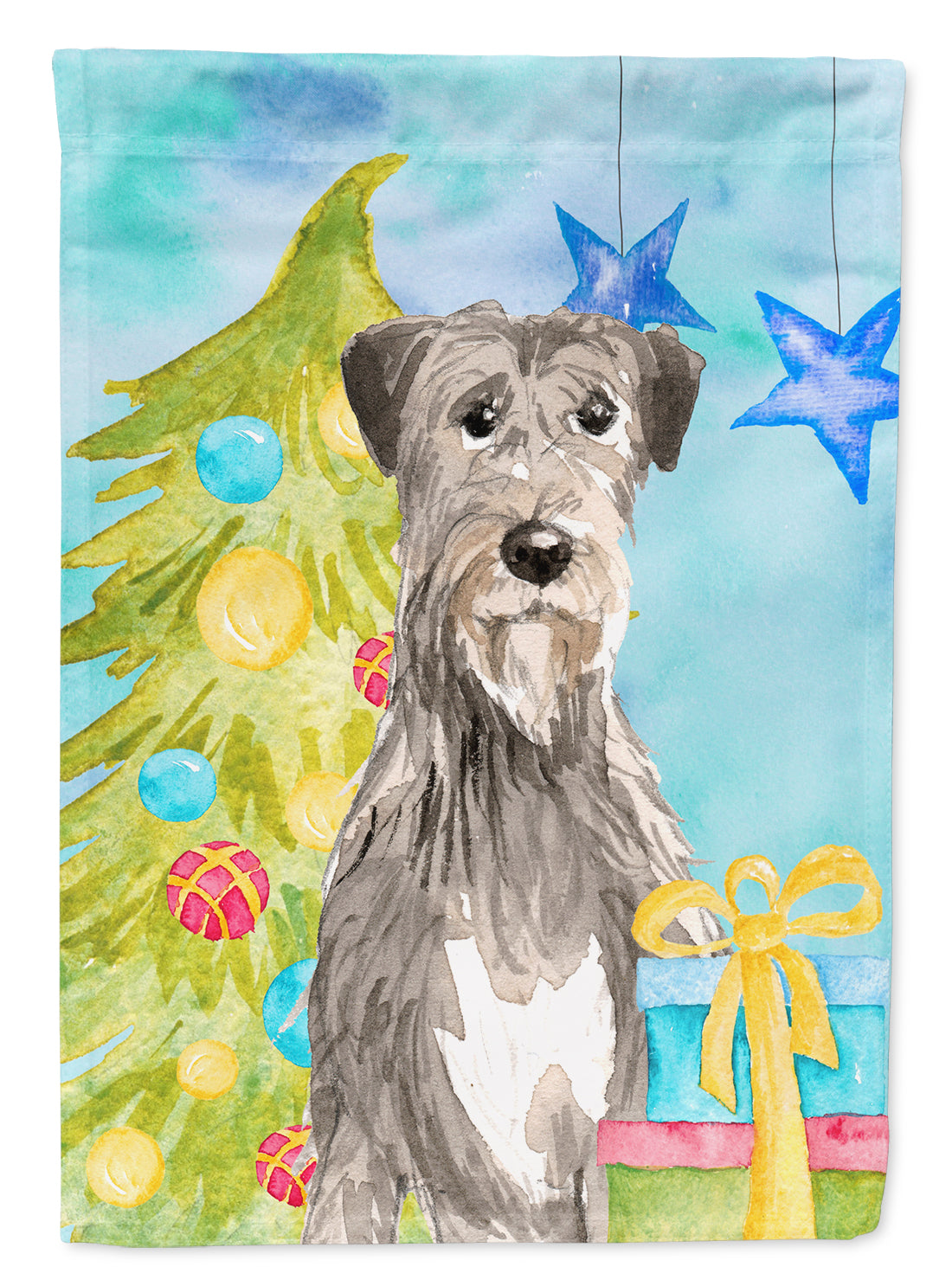 Christmas Tree Irish Wolfhound Flag Canvas House Size CK1876CHF  the-store.com.