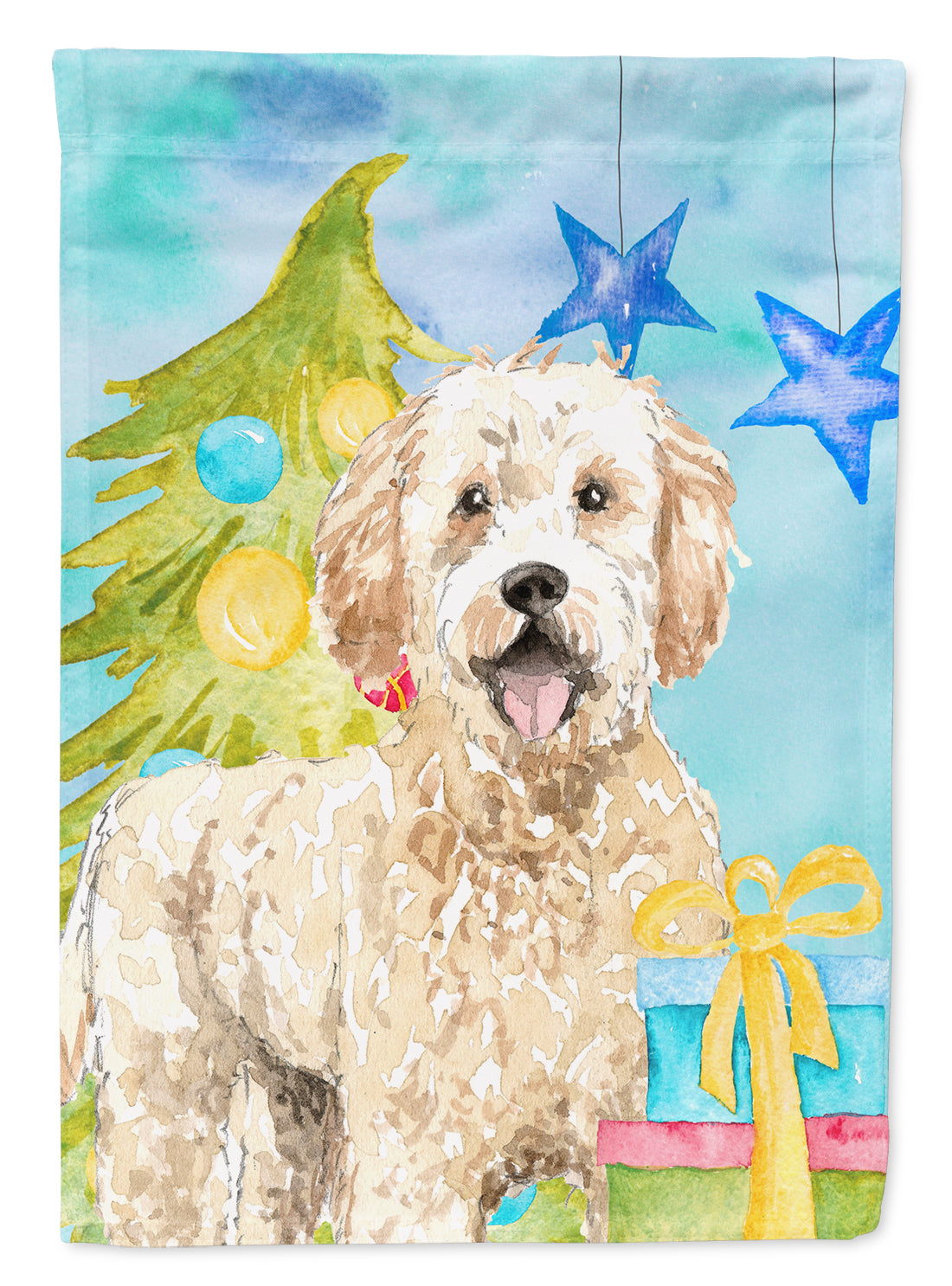 Christmas Tree Goldendoodle Flag Canvas House Size CK1879CHF