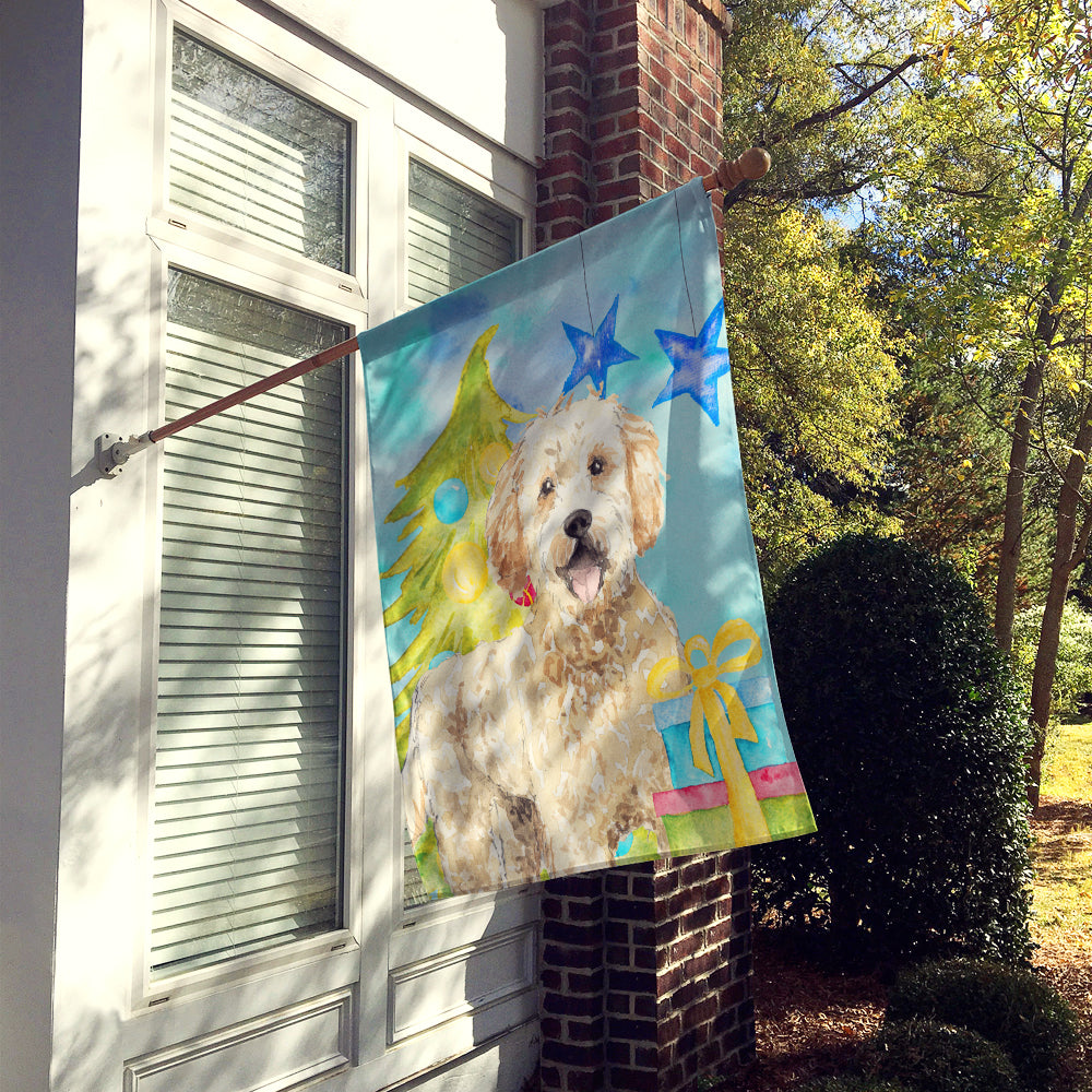 Christmas Tree Goldendoodle Flag Canvas House Size CK1879CHF  the-store.com.