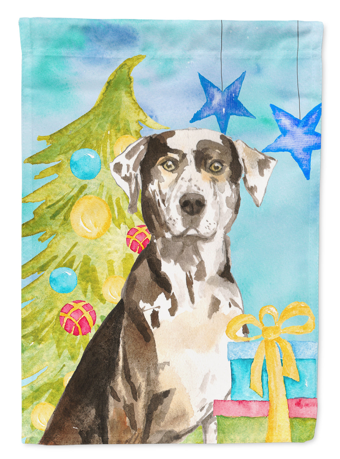 Christmas Tree Catahoula Leopard Dog Flag Canvas House Size CK1882CHF  the-store.com.