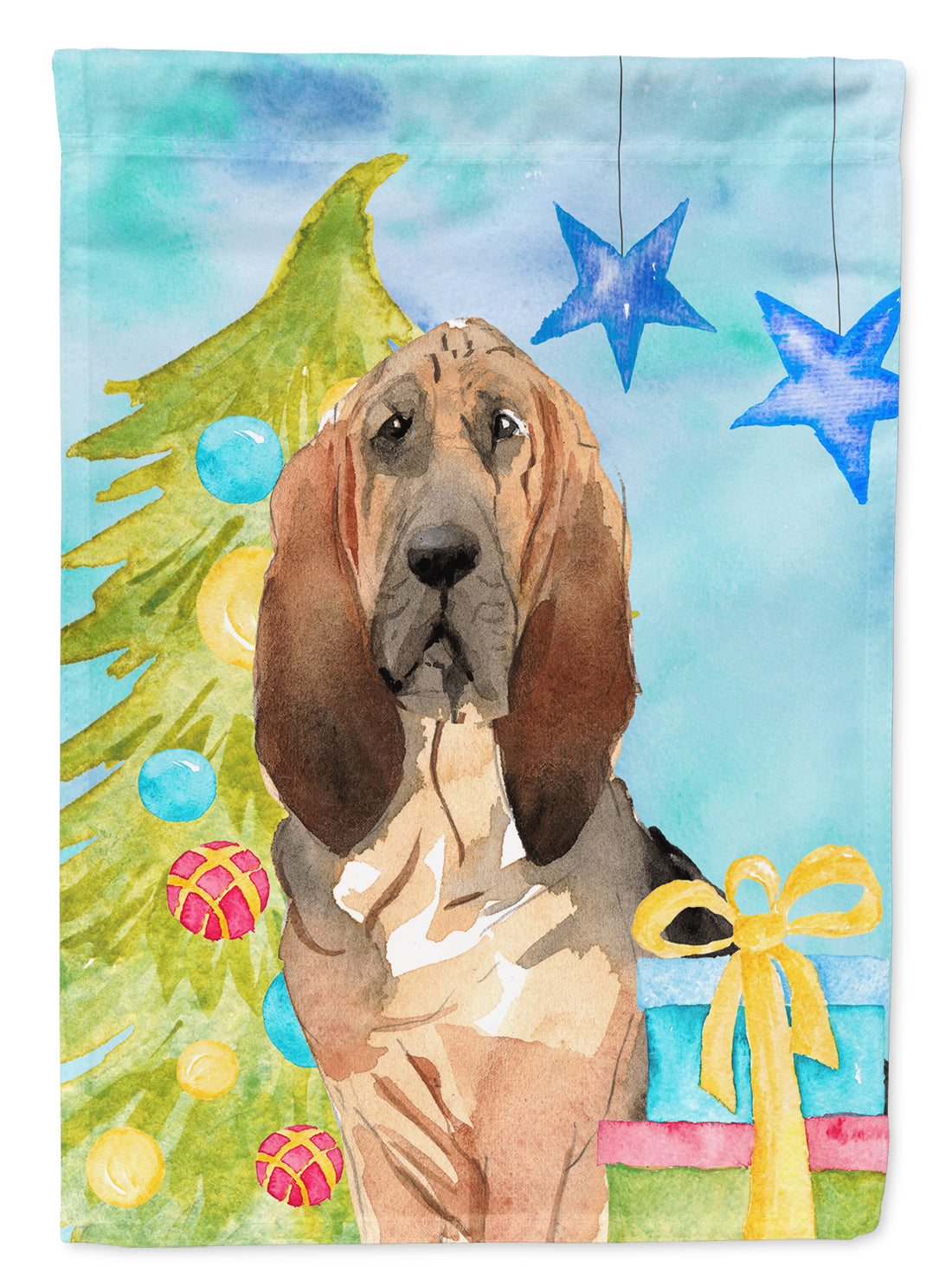 Christmas Tree Bloodhound Flag Canvas House Size CK1887CHF