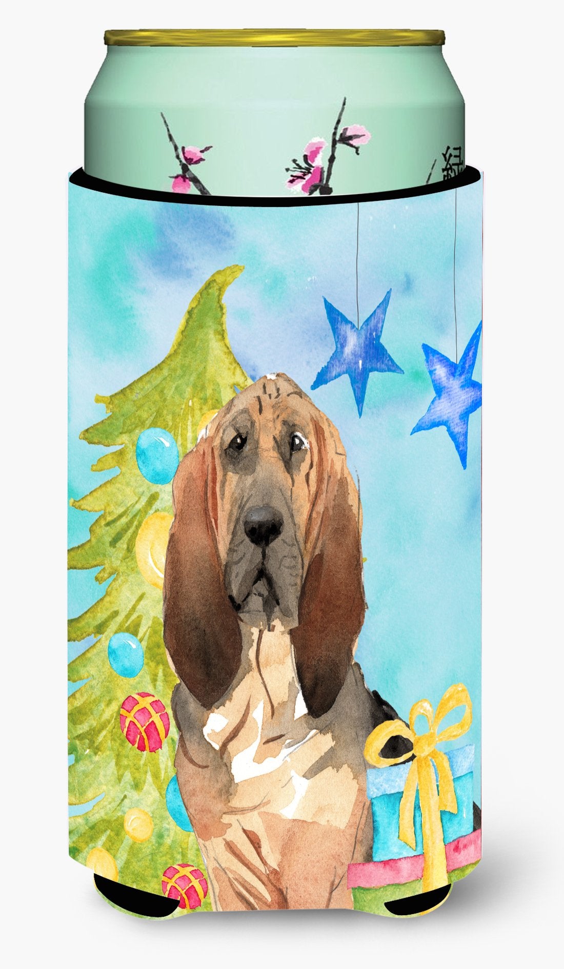 Christmas Tree Bloodhound Tall Boy Beverage Insulator Hugger CK1887TBC by Caroline&#39;s Treasures