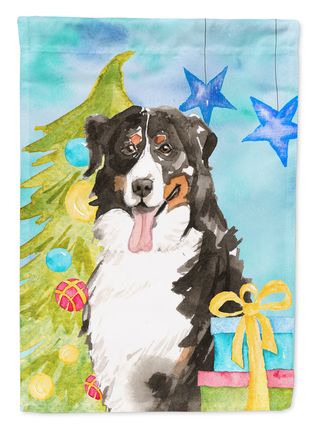 Christmas Tree Bernese Mountain Dog Flag Canvas House Size CK1889CHF  the-store.com.