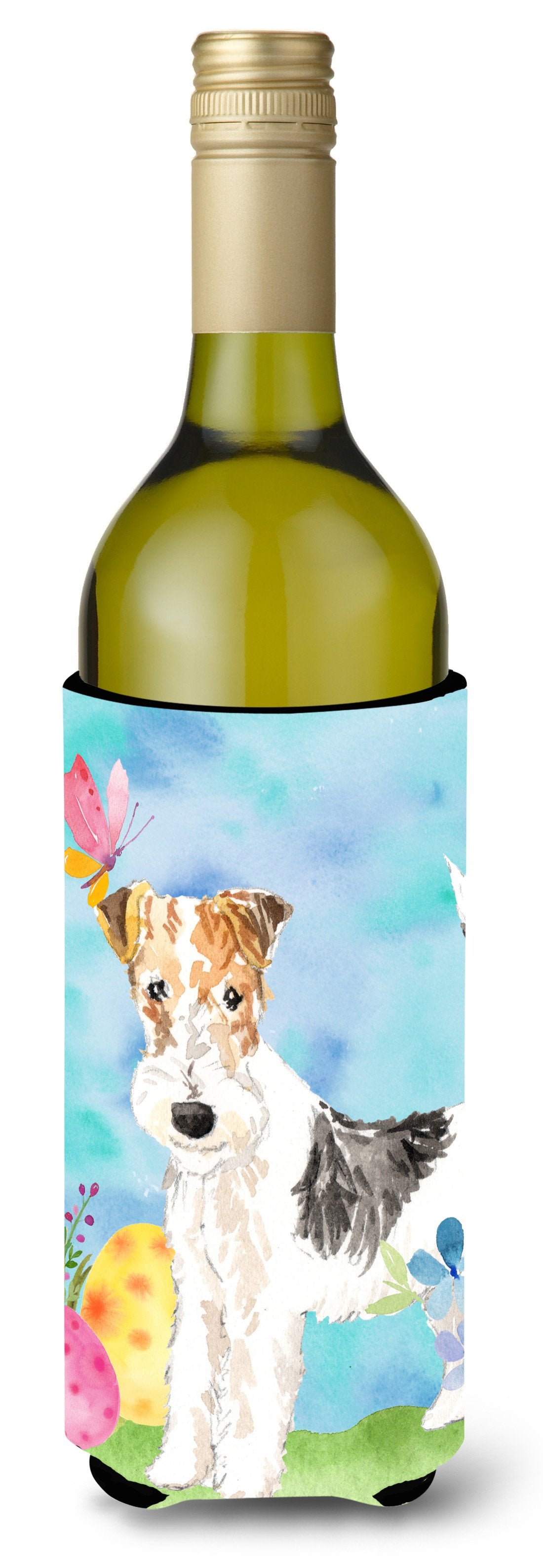 Easter Eggs Fox Terrier Wine Bottle Beverge Insulator Hugger CK1892LITERK by Caroline&#39;s Treasures