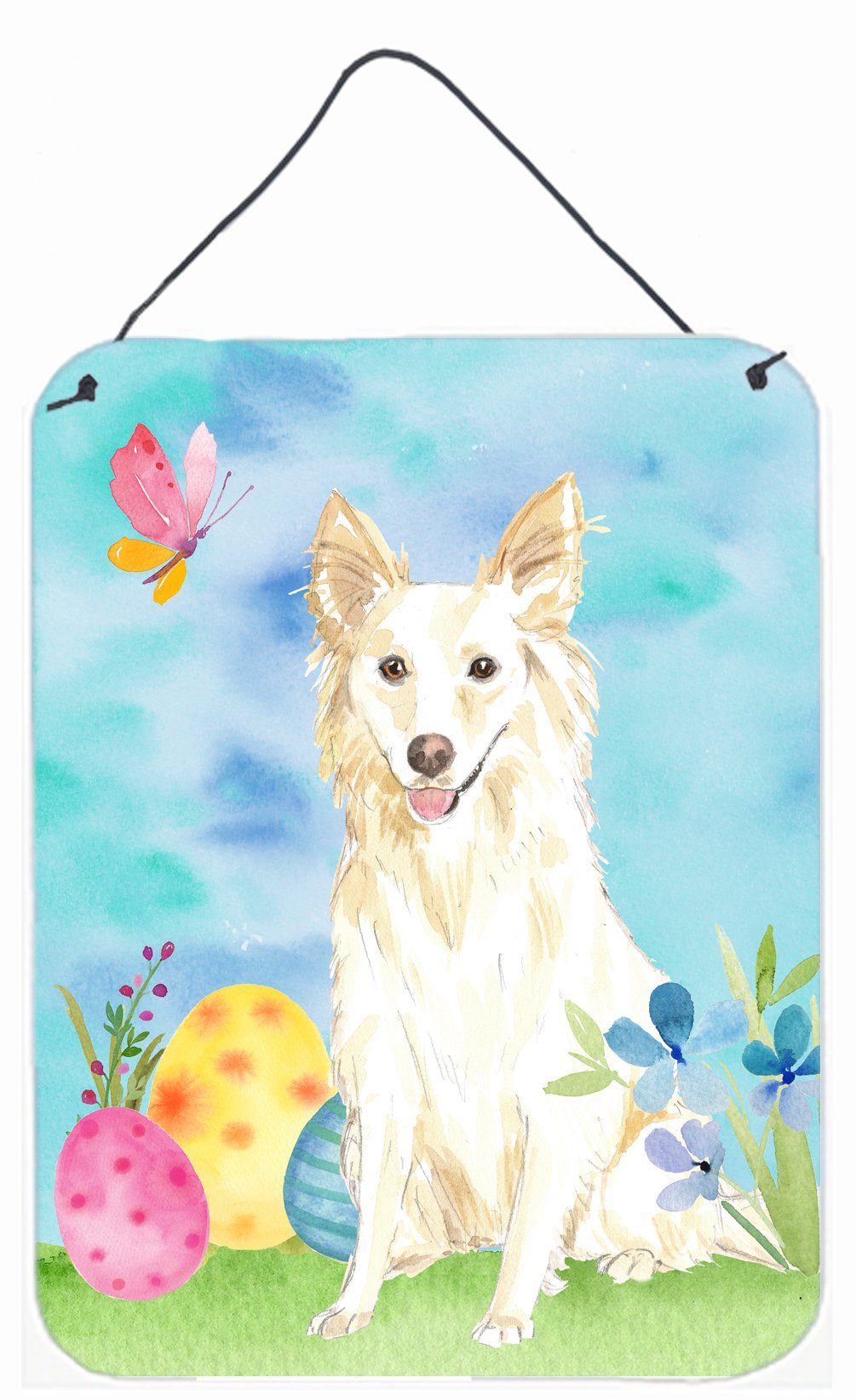 Easter Eggs White Collie Wall or Door Hanging Prints CK1893DS1216 by Caroline&#39;s Treasures