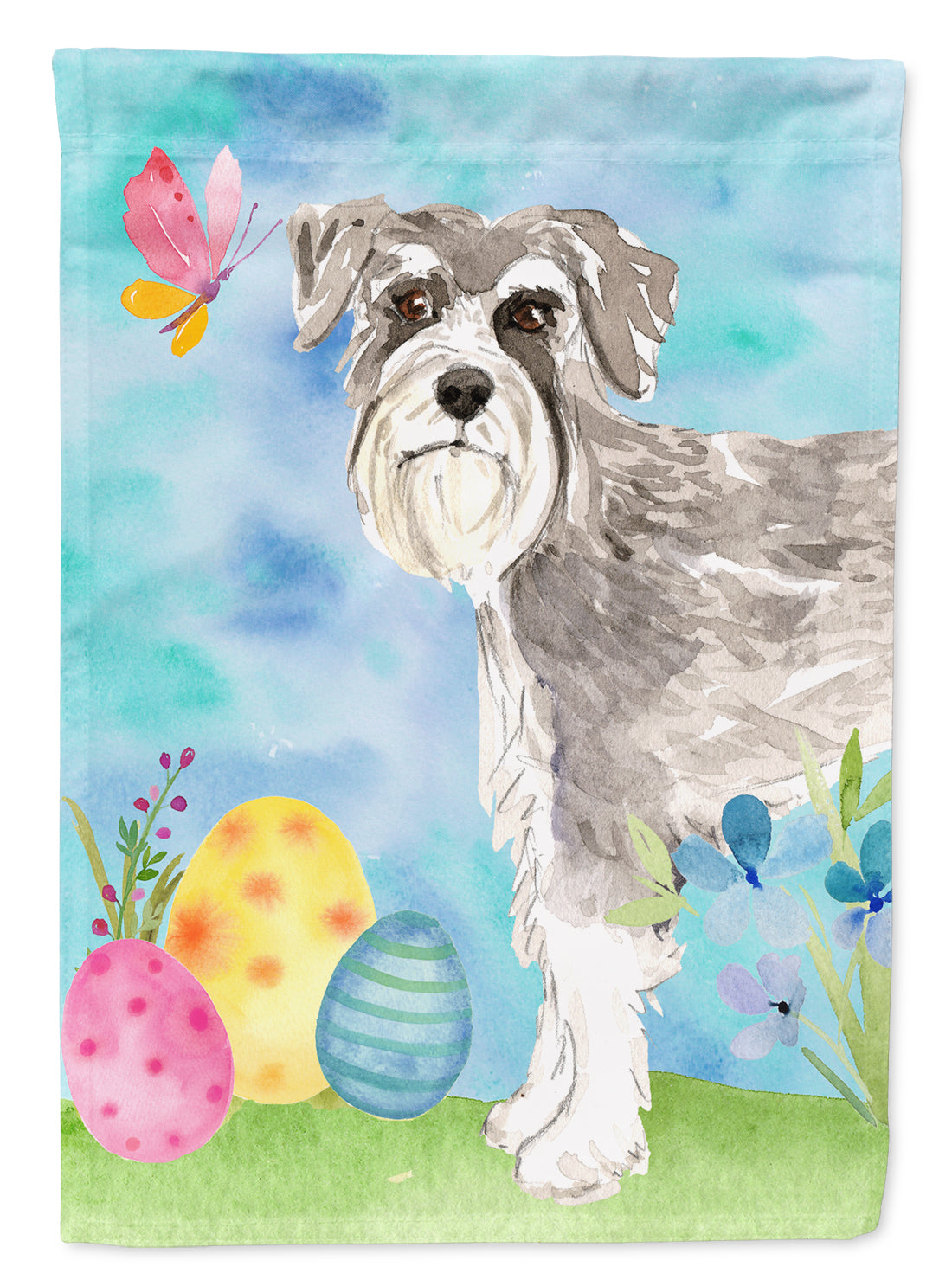 Easter Eggs Schnauzer #1 Flag Canvas House Size CK1903CHF  the-store.com.