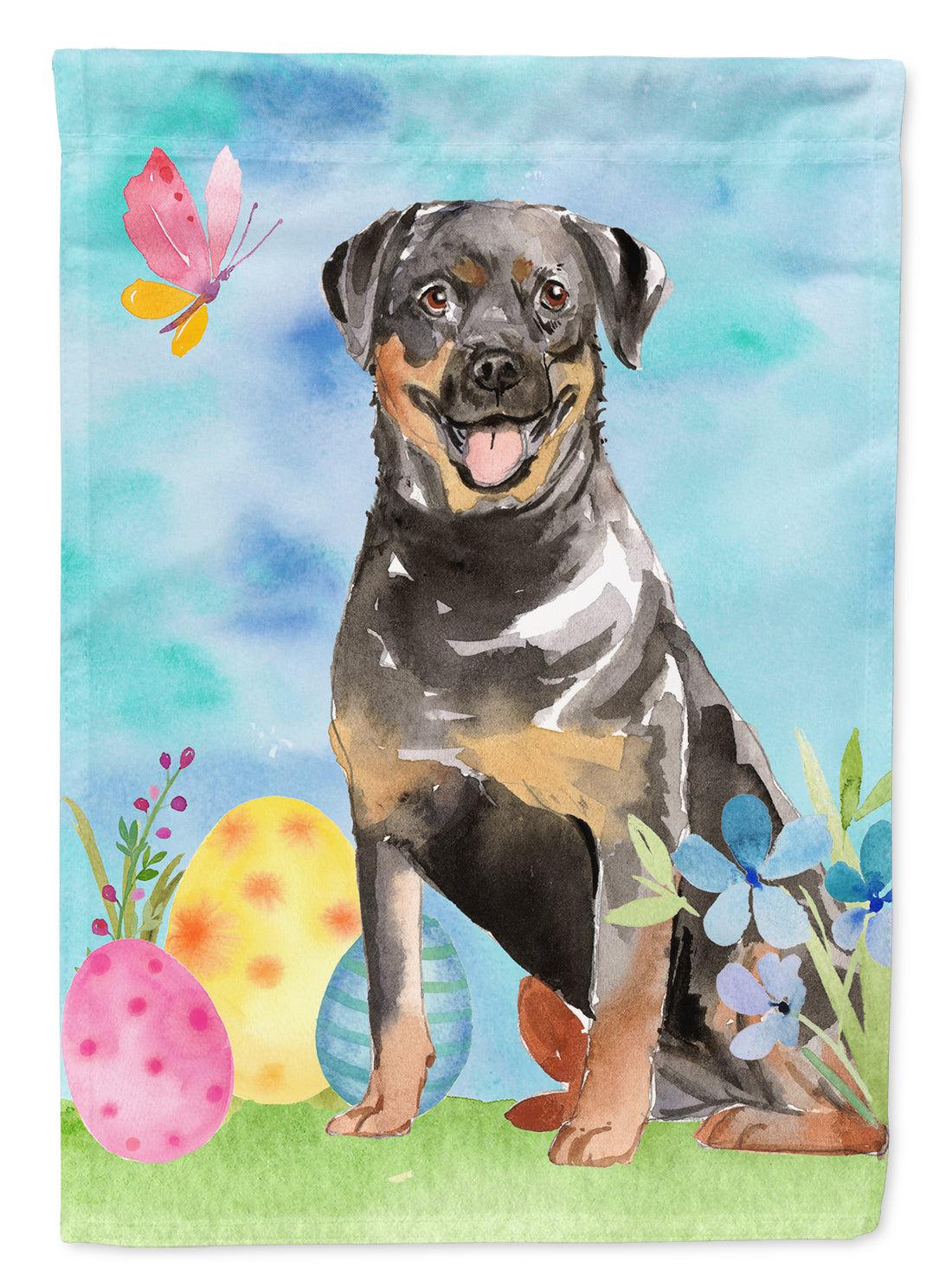Easter Eggs Rottweiler Flag Canvas House Size CK1905CHF  the-store.com.