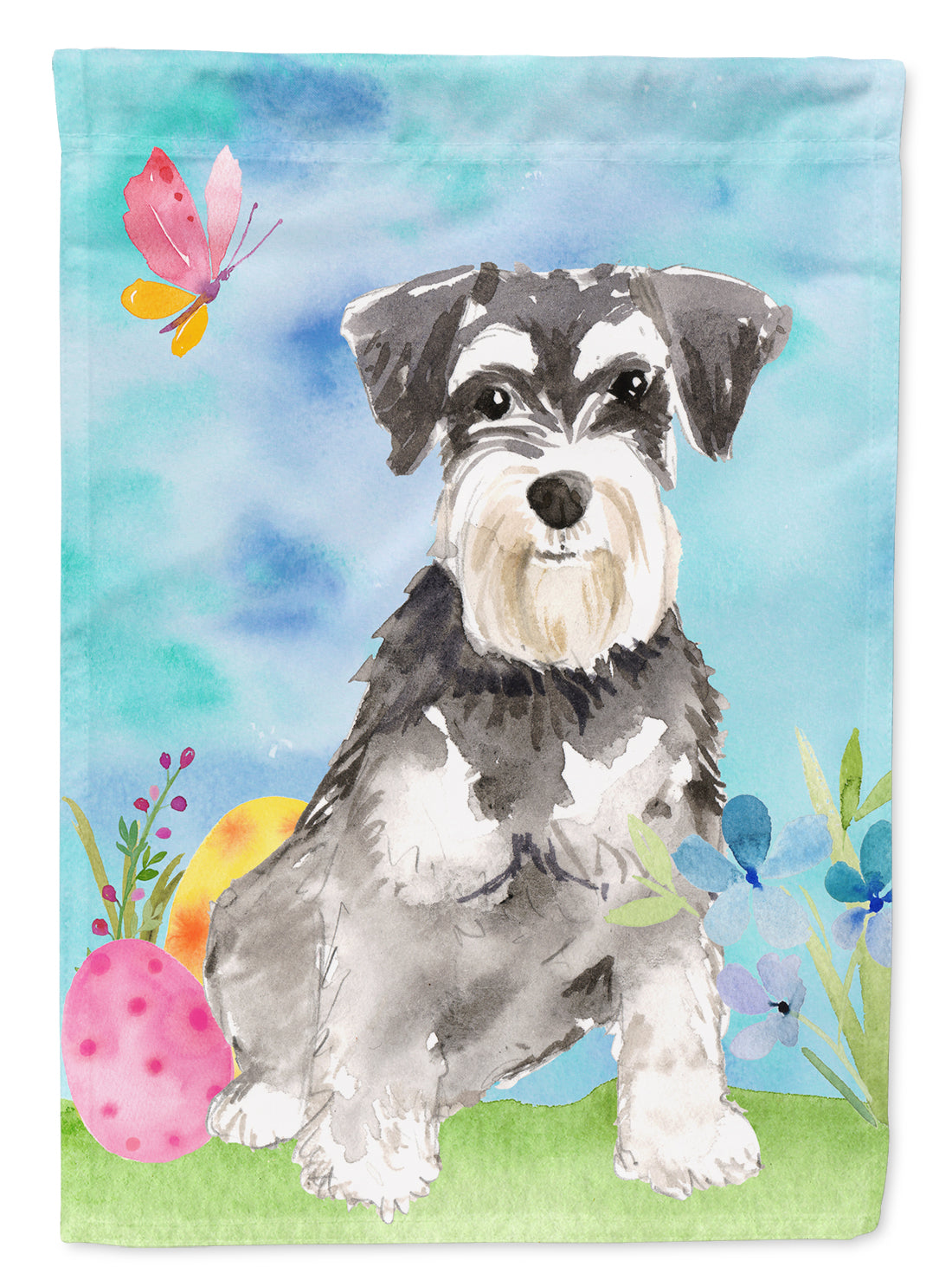 Easter Eggs Schnauzer #2 Flag Canvas House Size CK1907CHF  the-store.com.