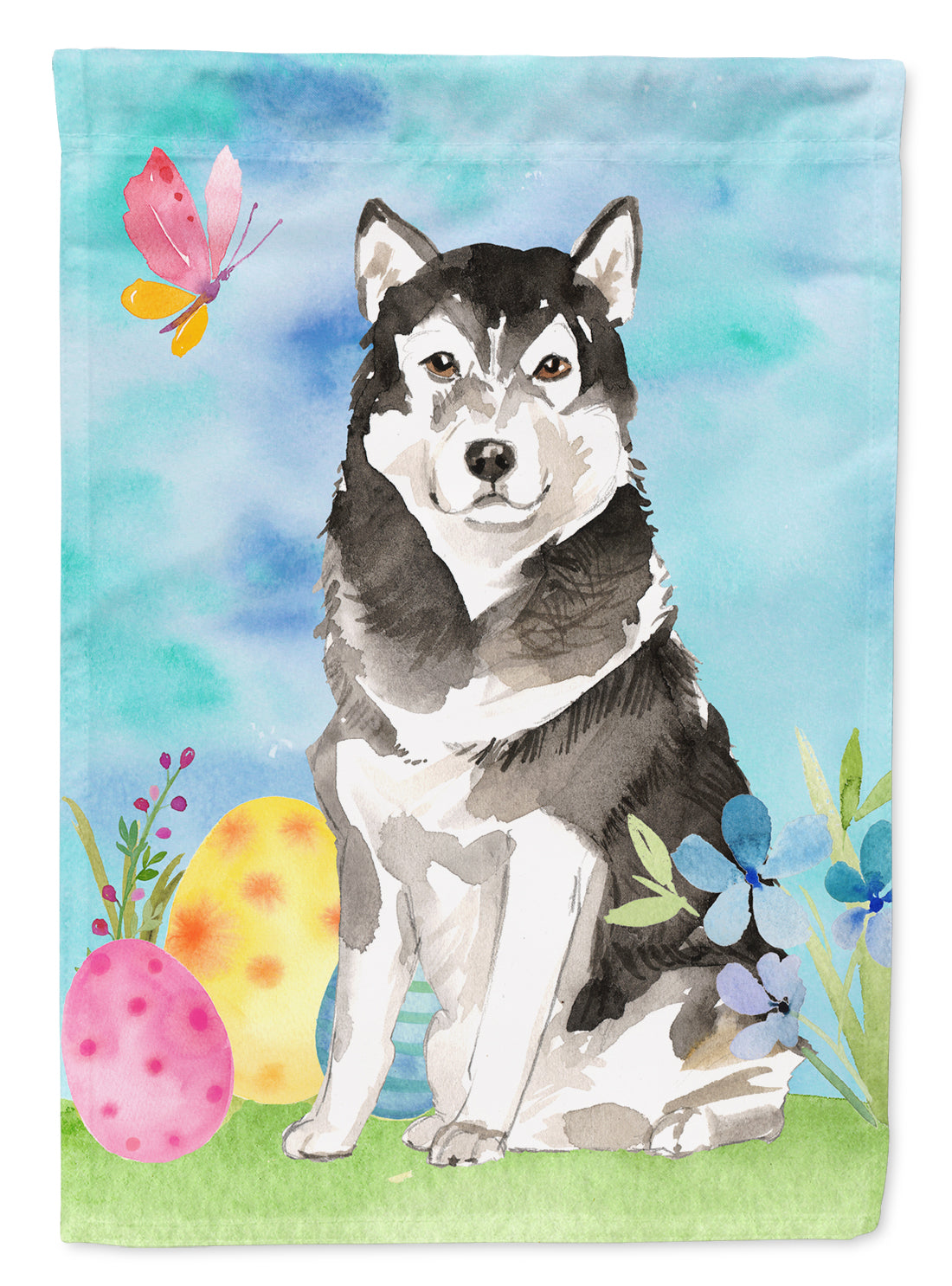 Easter Eggs Alaskan Malamute Flag Canvas House Size CK1909CHF  the-store.com.