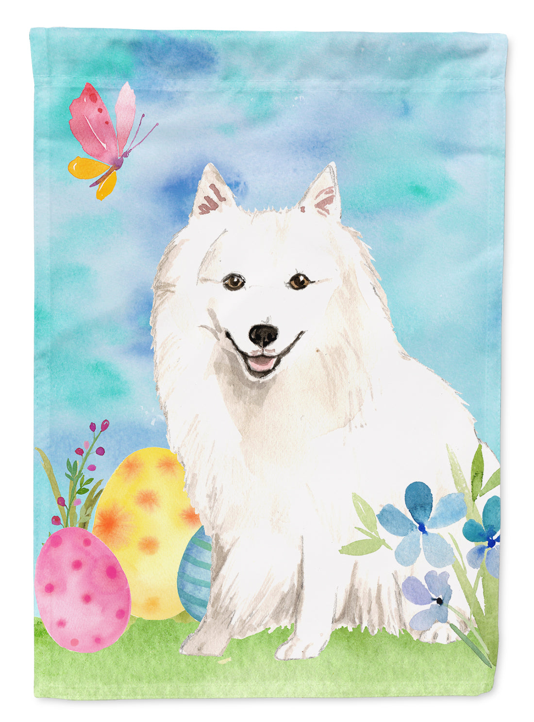 Easter Eggs Japanese Spitz Flag Canvas House Size CK1912CHF  the-store.com.