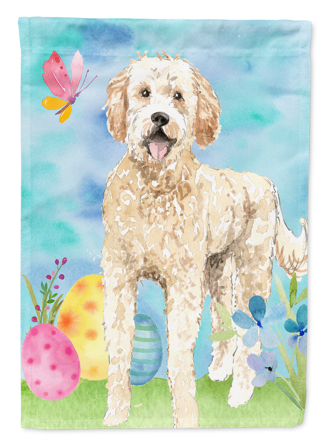 Easter Eggs Goldendoodle Flag Canvas House Size CK1916CHF