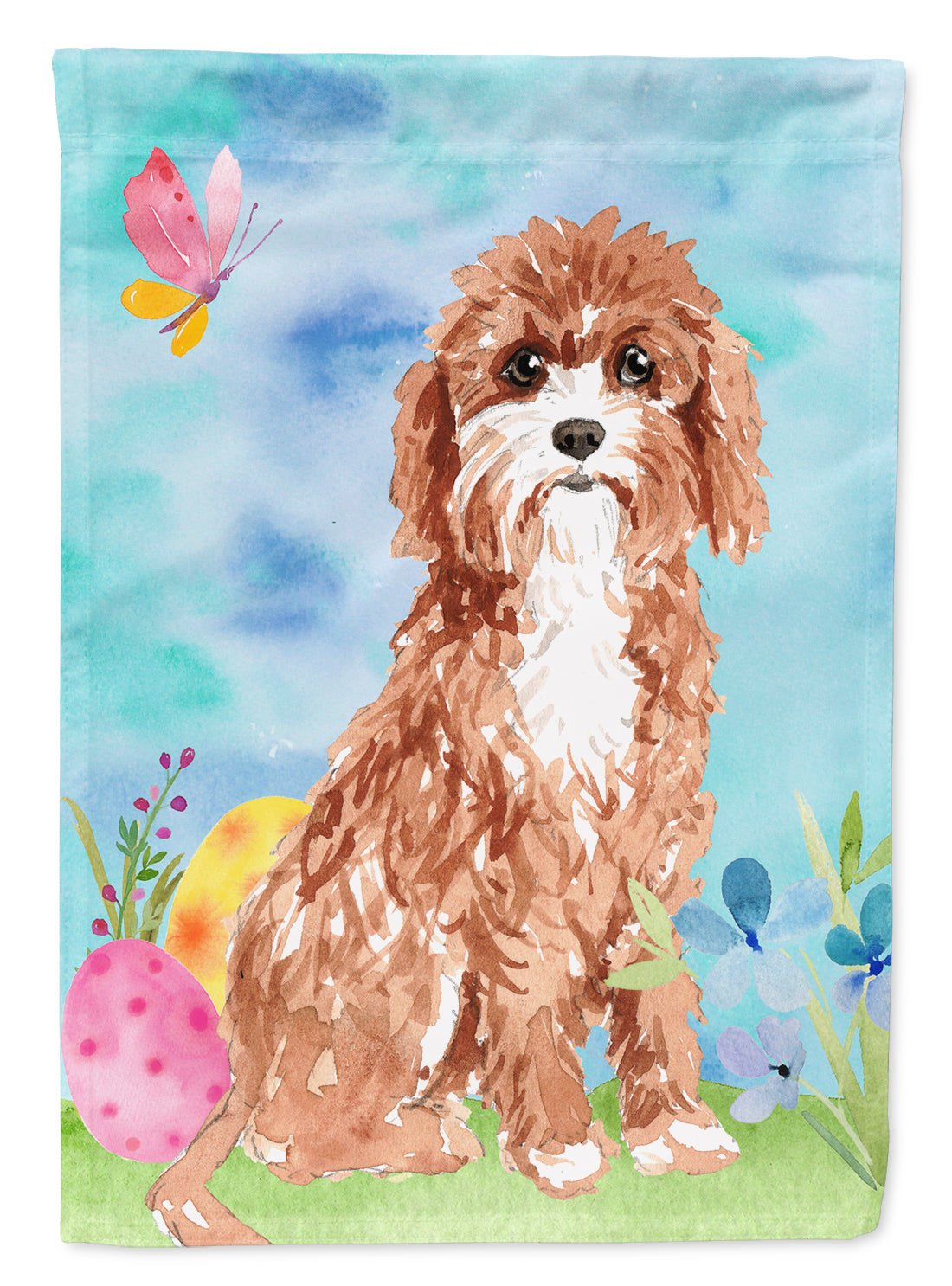 Easter Eggs Cavapoo Flag Canvas House Size CK1918CHF  the-store.com.