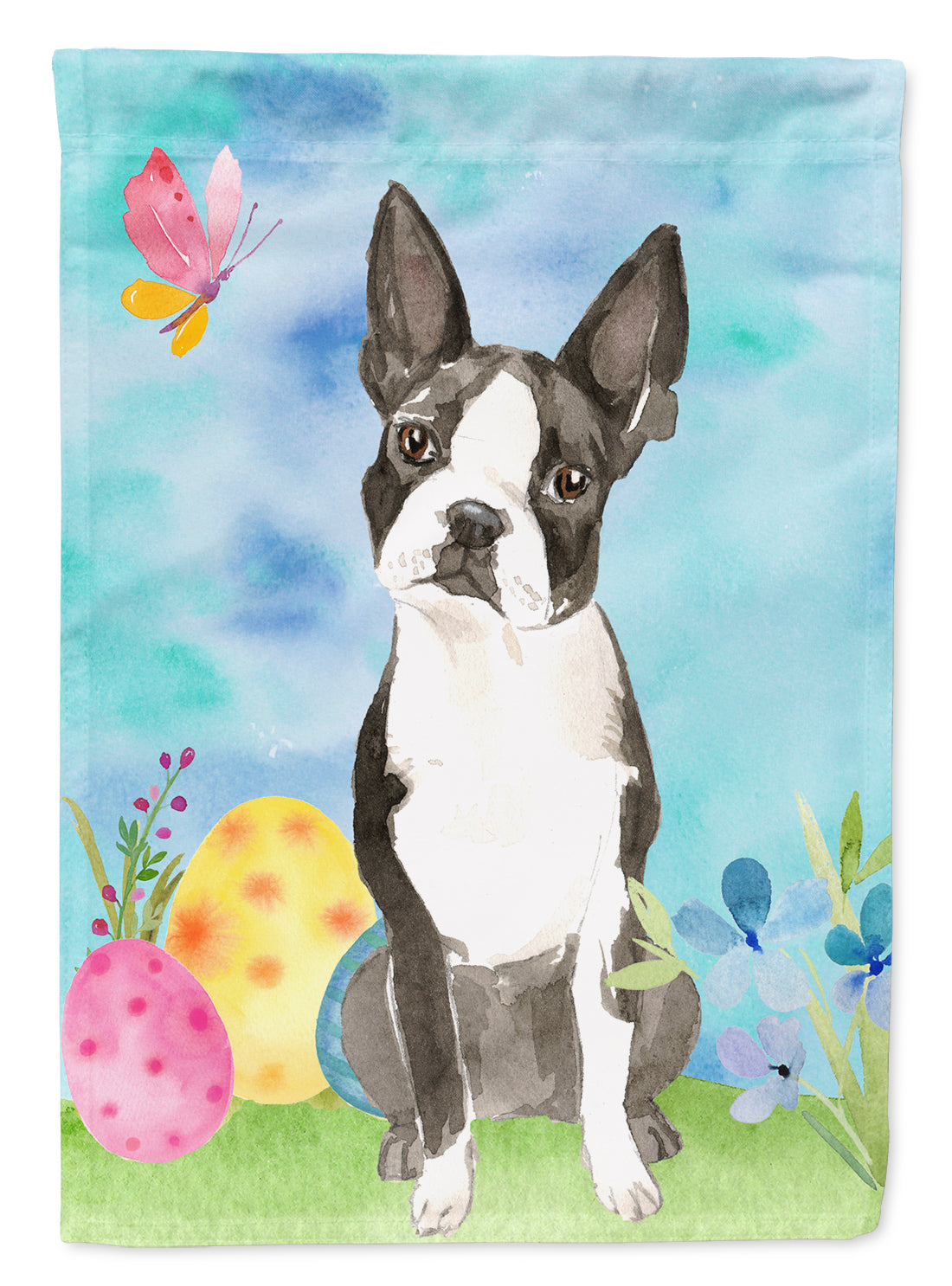 Easter Eggs Boston Terrier Flag Canvas House Size CK1923CHF  the-store.com.