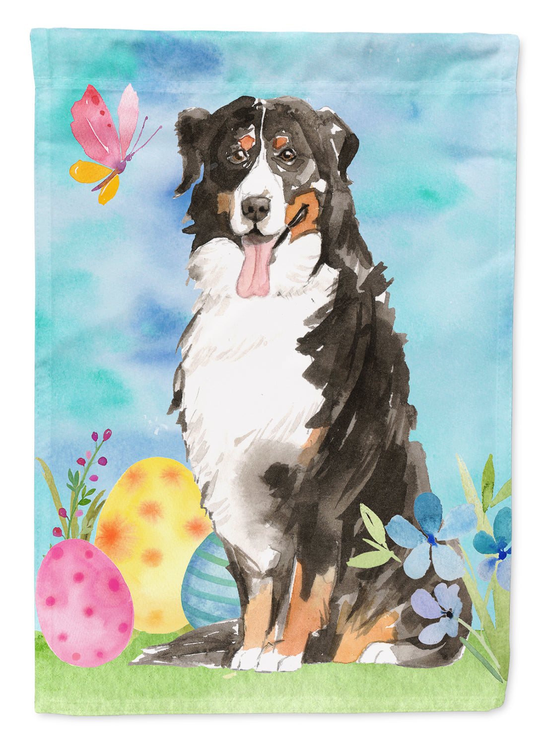 Easter Eggs Bernese Mountain Dog Flag Canvas House Size CK1926CHF