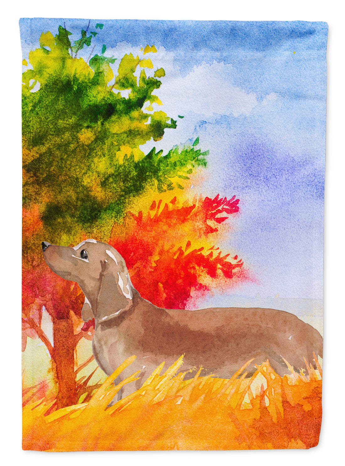 Fall Red Dachshund Flag Canvas House Size CK1932CHF  the-store.com.
