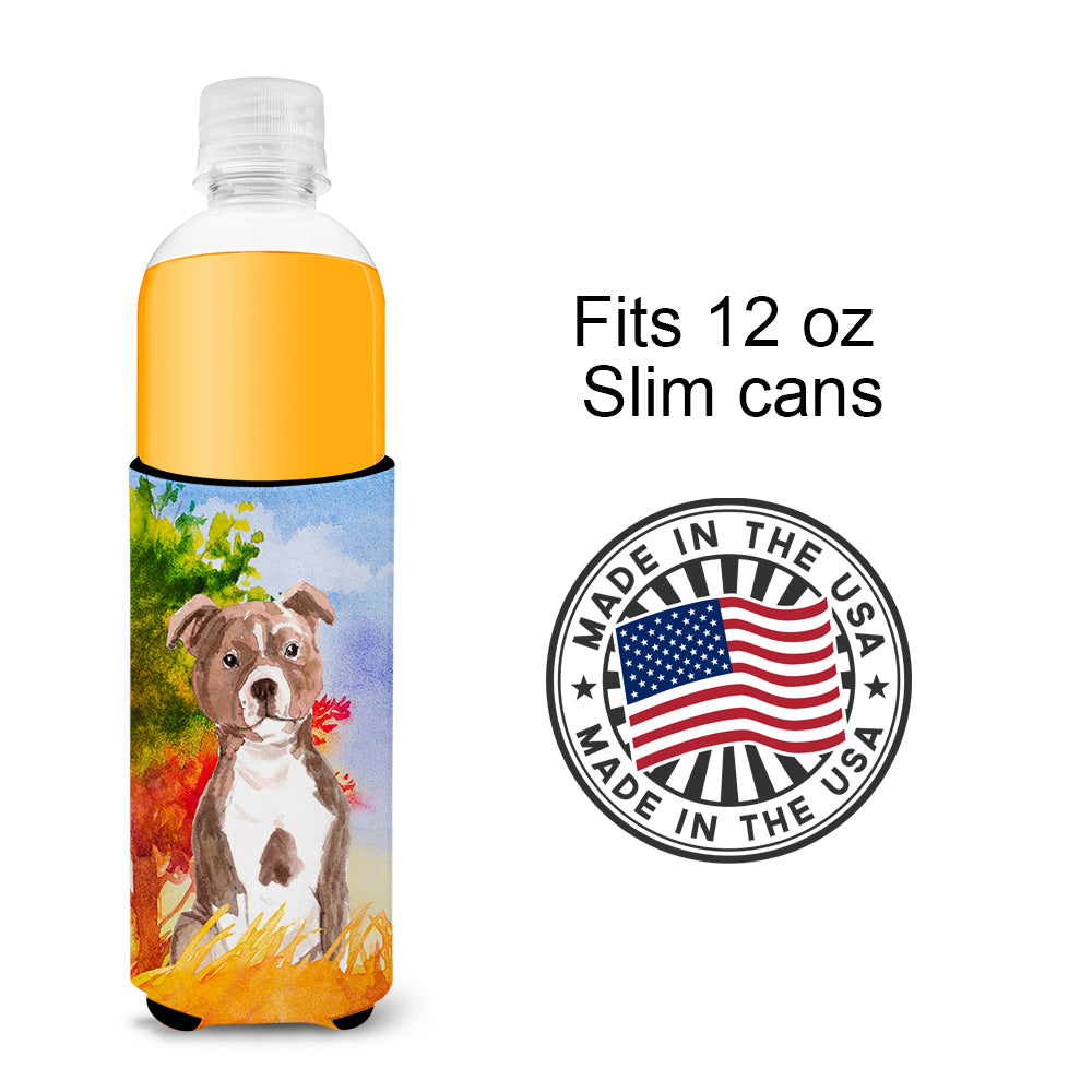 Fall Red Staffordshire Bull Terrier  Ultra Hugger for slim cans CK1933MUK