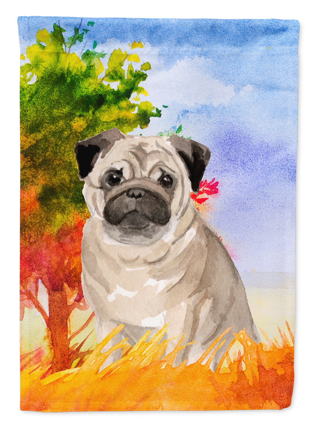 Fall Fawn Pug Flag Canvas House Size CK1934CHF  the-store.com.