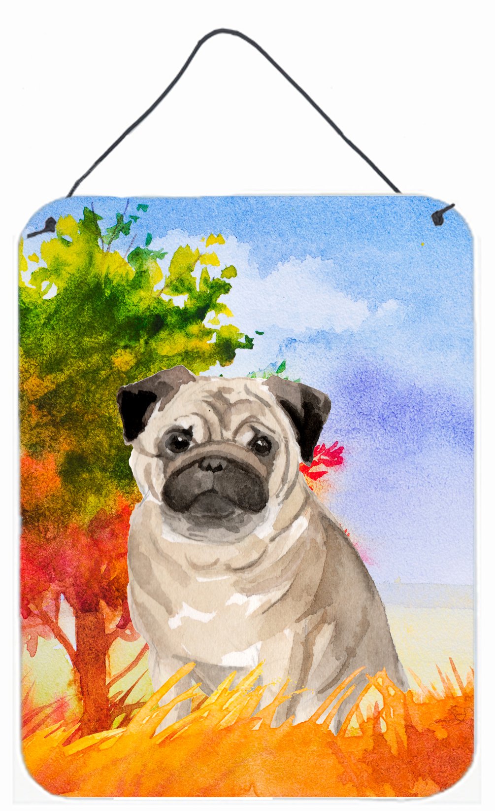 Fall Fawn Pug Wall or Door Hanging Prints CK1934DS1216 by Caroline&#39;s Treasures