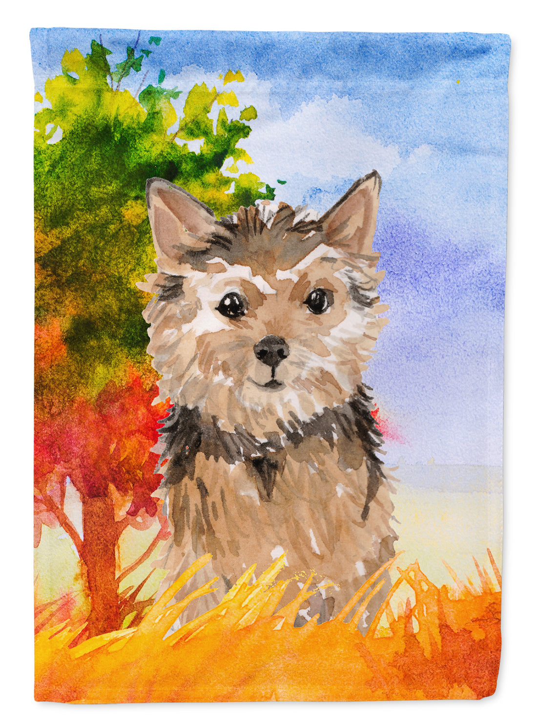 Fall Norwich Terrier Flag Canvas House Size CK1936CHF  the-store.com.