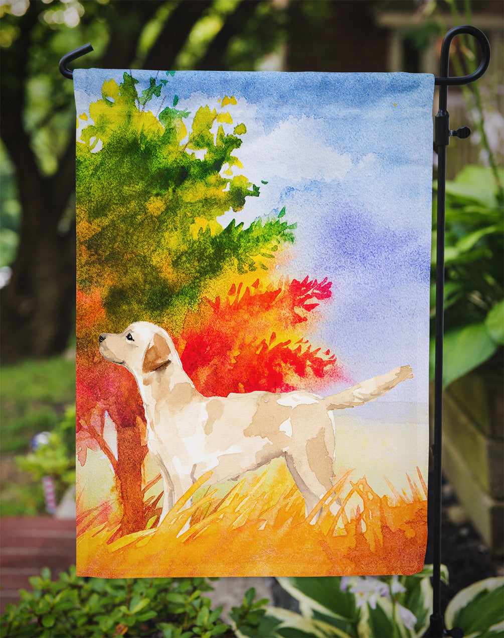 Caroline's Treasures Fall Yellow Labrador Retriever Garden Flag - Outdoor Decorative Yard Flag CK1938GF