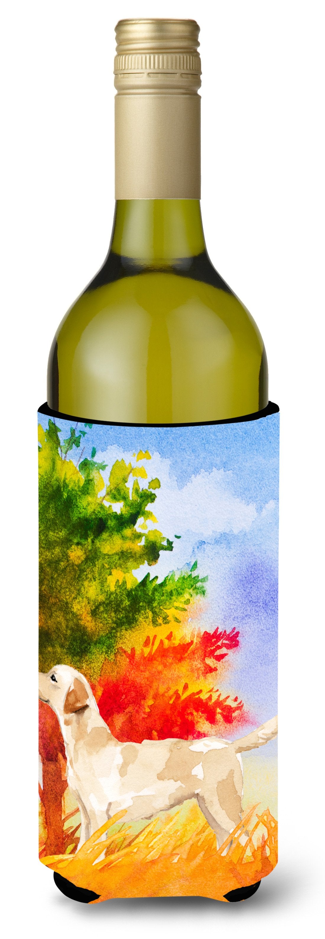 Fall Yellow Labrador Retriever Wine Bottle Beverage Insulator Hugger CK1938LITERK by Caroline&#39;s Treasures