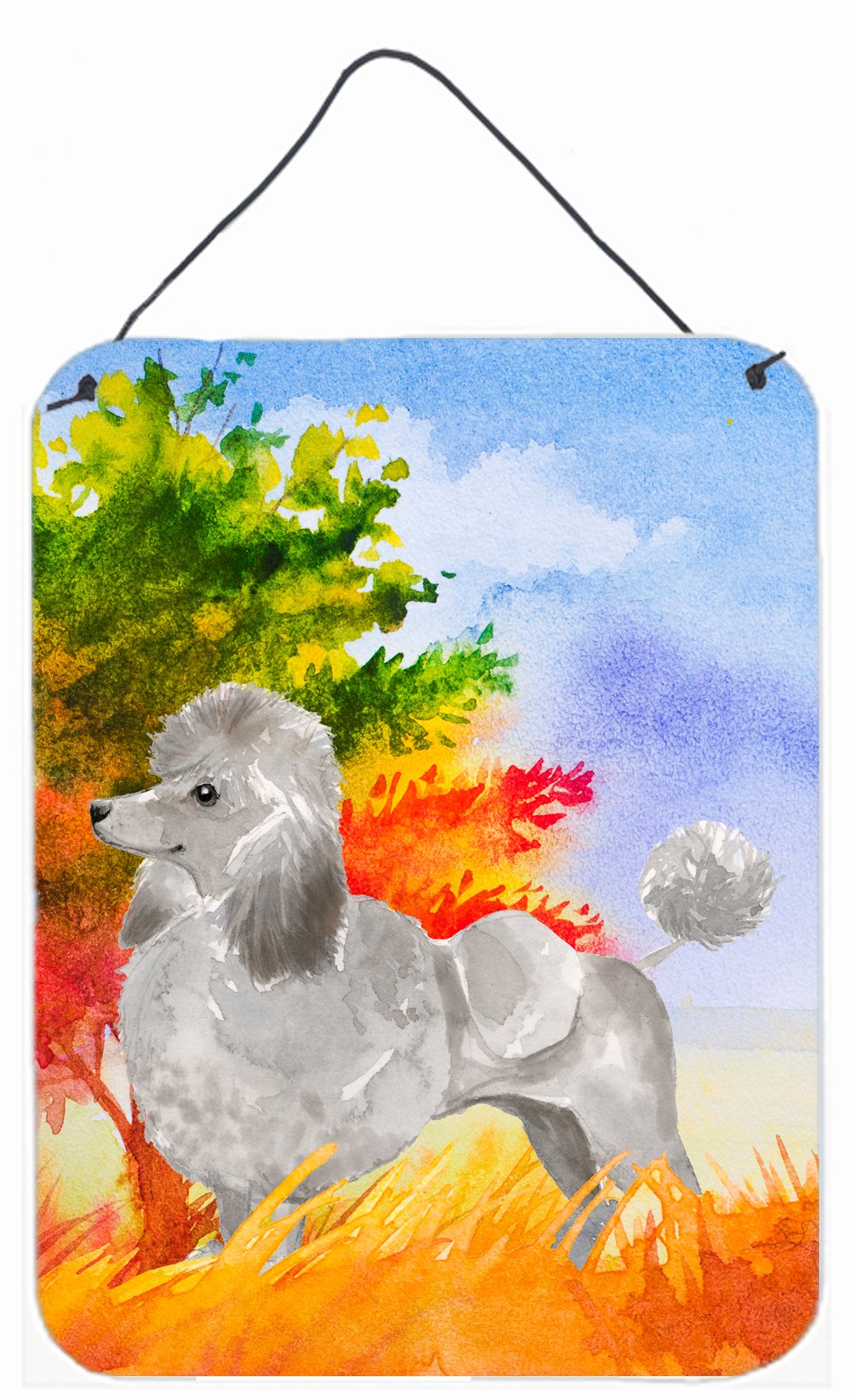 Fall Silver Poodle Wall or Door Hanging Prints CK1940DS1216 by Caroline's Treasures