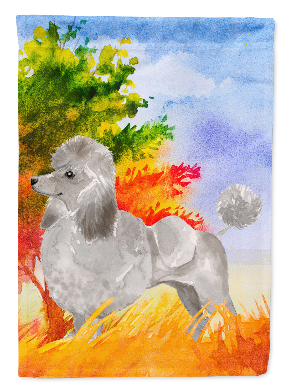 Fall Silver Poodle Flag Garden Size CK1940GF  the-store.com.