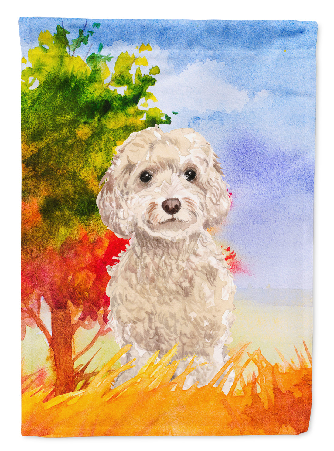 Fall Goldendoodle Flag Canvas House Size CK1949CHF  the-store.com.