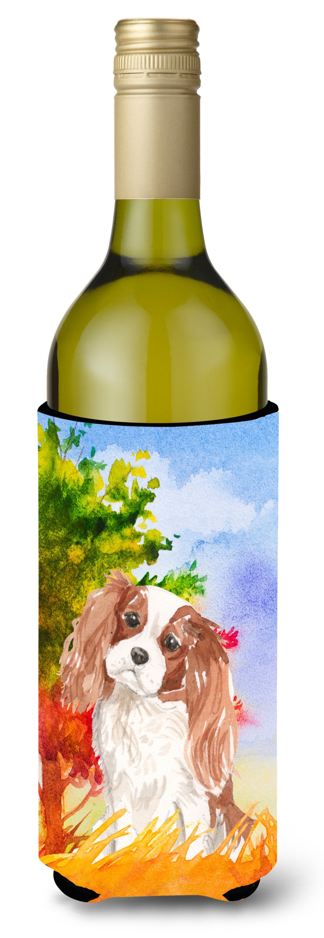 Fall Blenheim Cavalier Spaniel Wine Bottle Beverage Insulator Hugger CK1950LITERK by Caroline's Treasures