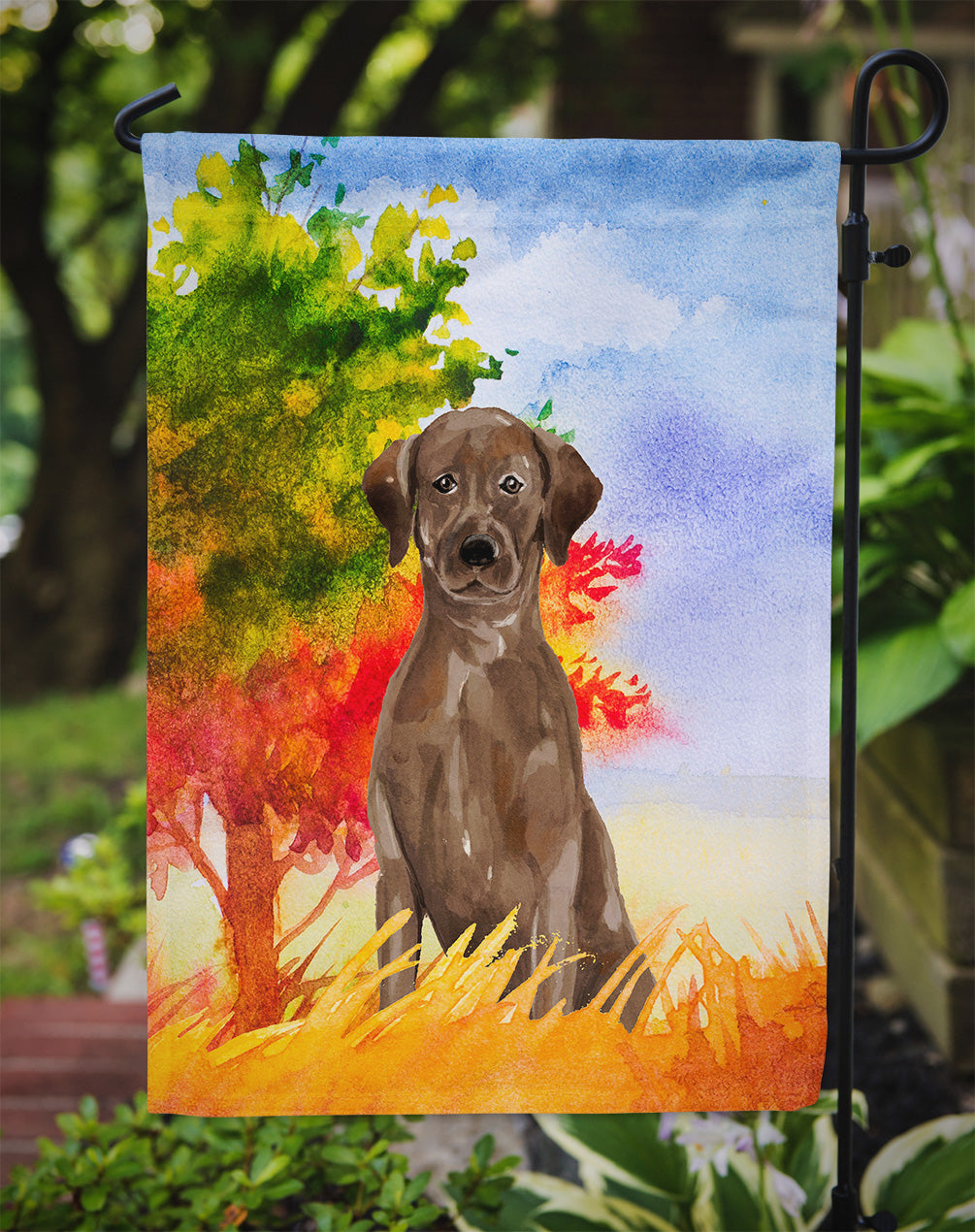 Caroline's Treasures Fall Chocolate Labrador Retriever Garden Flag - Outdoor Decorative Yard Flag CK1951GF