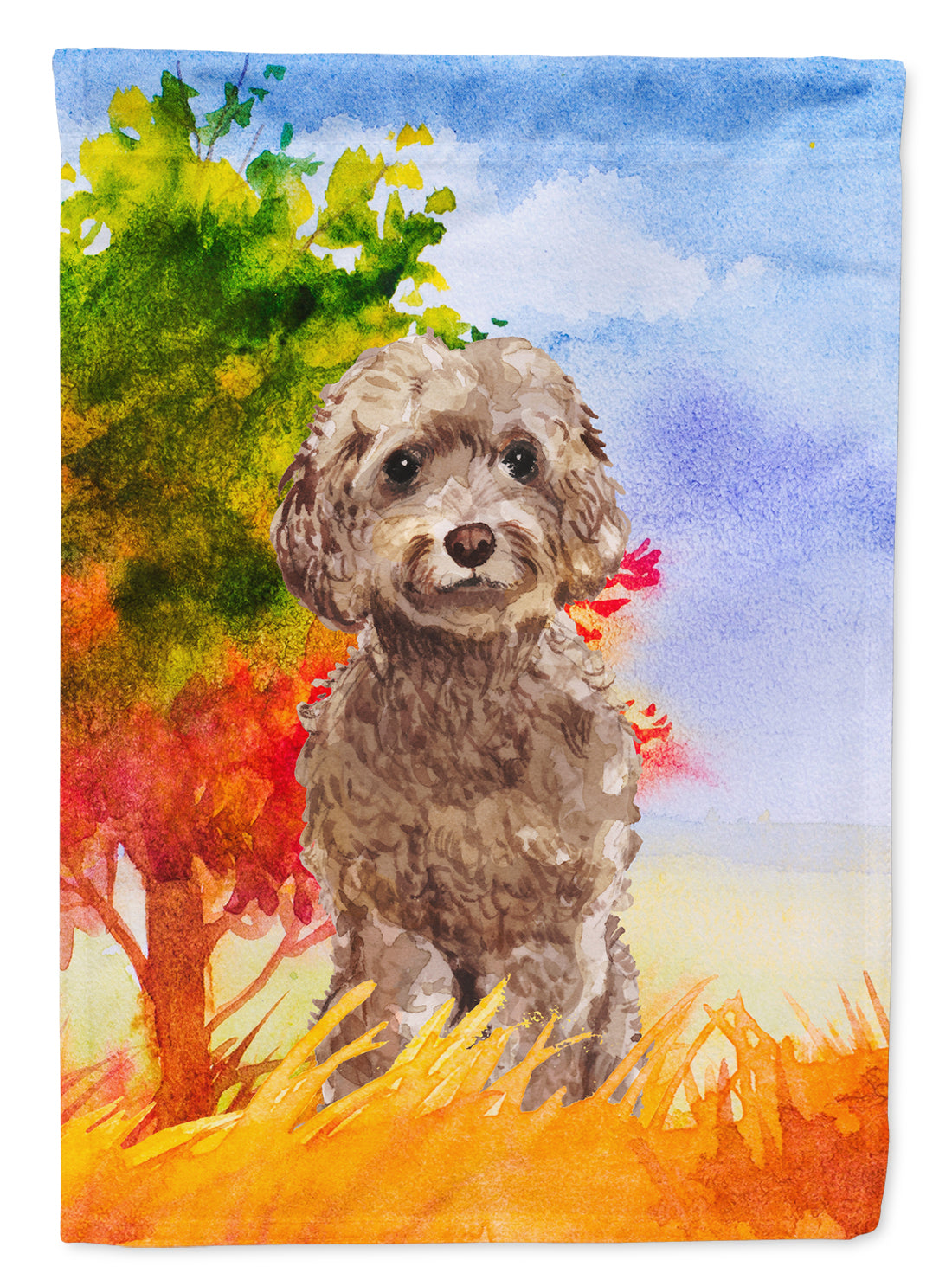 Fall Chocolate Labradoodle Flag Canvas House Size CK1953CHF