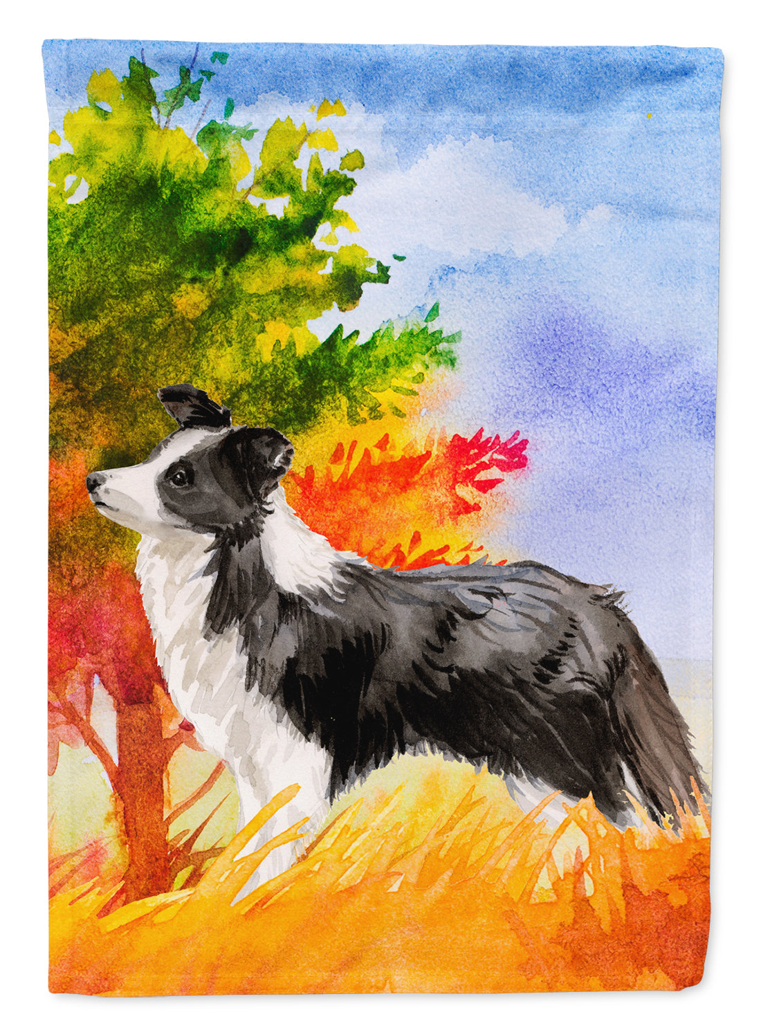 Fall Border Collie Flag Canvas House Size CK1955CHF  the-store.com.