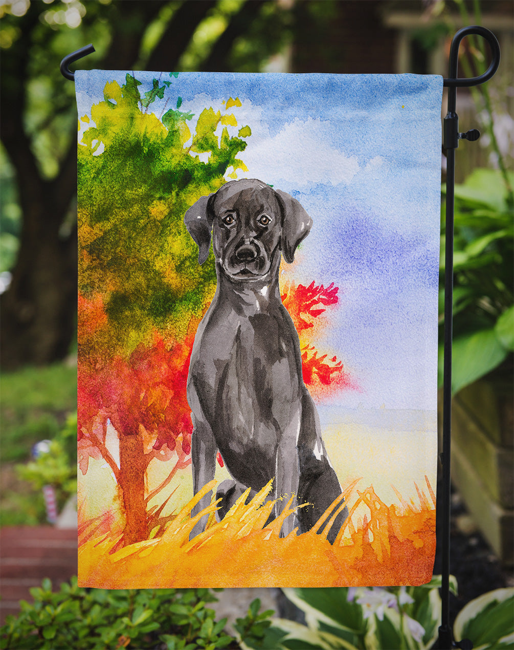 Caroline's Treasures Fall Black Labrador Retriever Garden Flag - Outdoor Decorative Yard Flag CK1957GF
