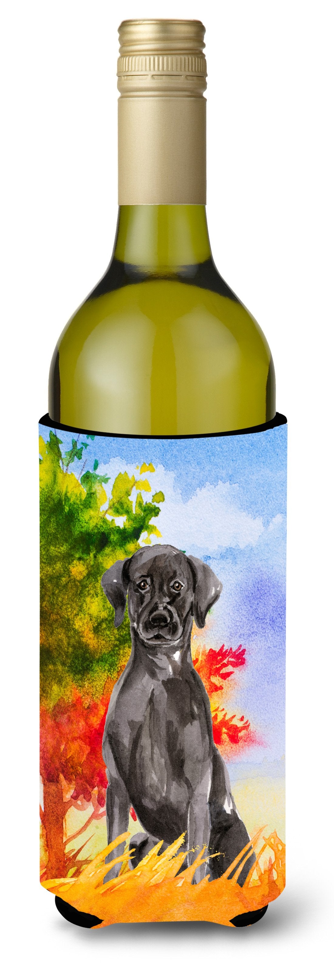 Fall Black Labrador Retriever Wine Bottle Beverage Insulator Hugger CK1957LITERK by Caroline&#39;s Treasures