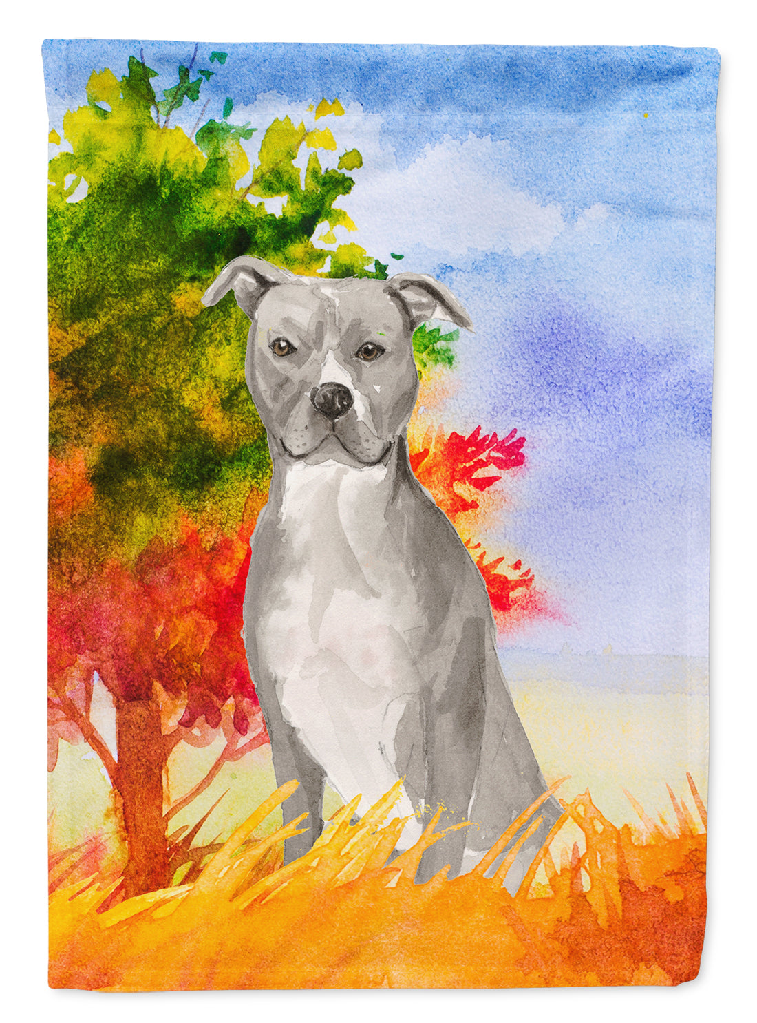 Fall Staffordshire Bull Terrier Flag Canvas House Size CK1962CHF  the-store.com.