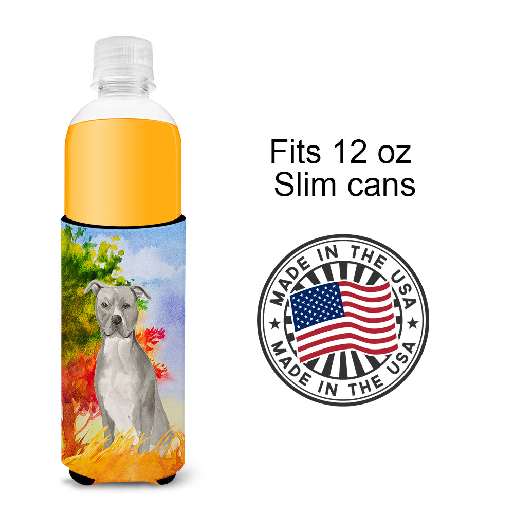 Fall Staffordshire Bull Terrier  Ultra Hugger for slim cans CK1962MUK  the-store.com.